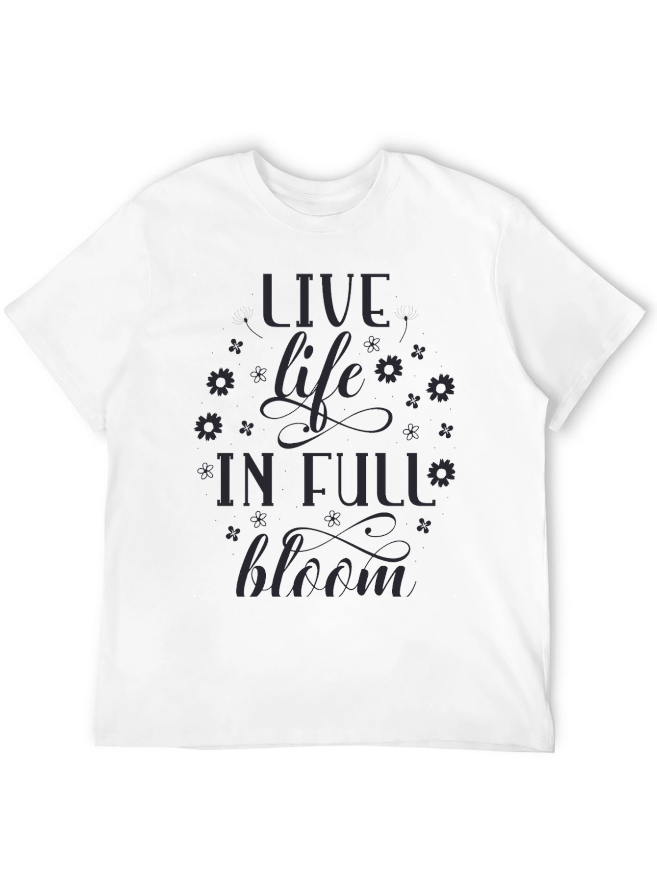 Live Life in Full Bloom Graphic Tee - Black