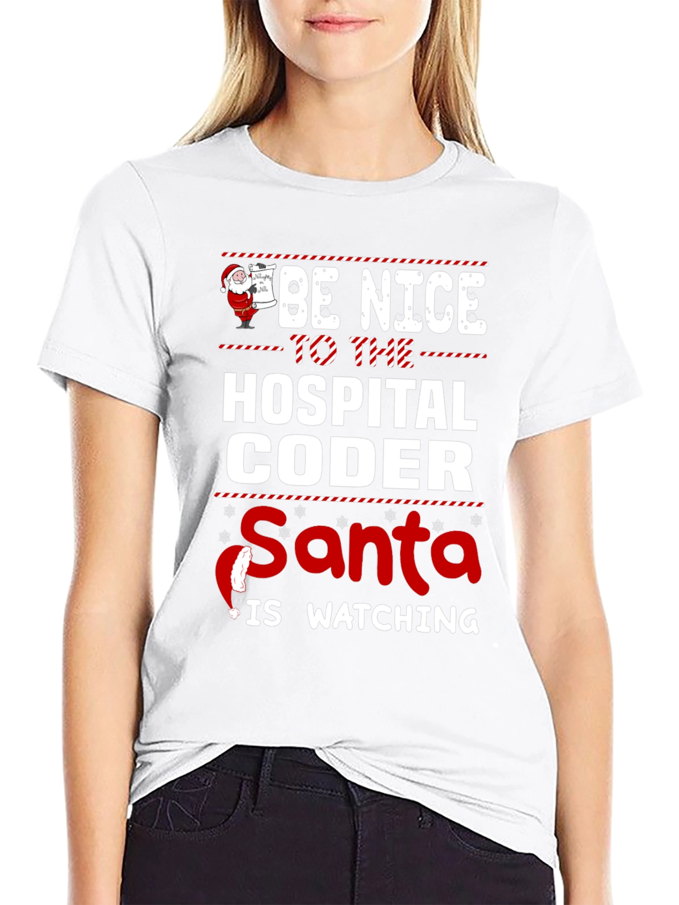 Be Nice to the Hospital Coder Santa T-Shirt