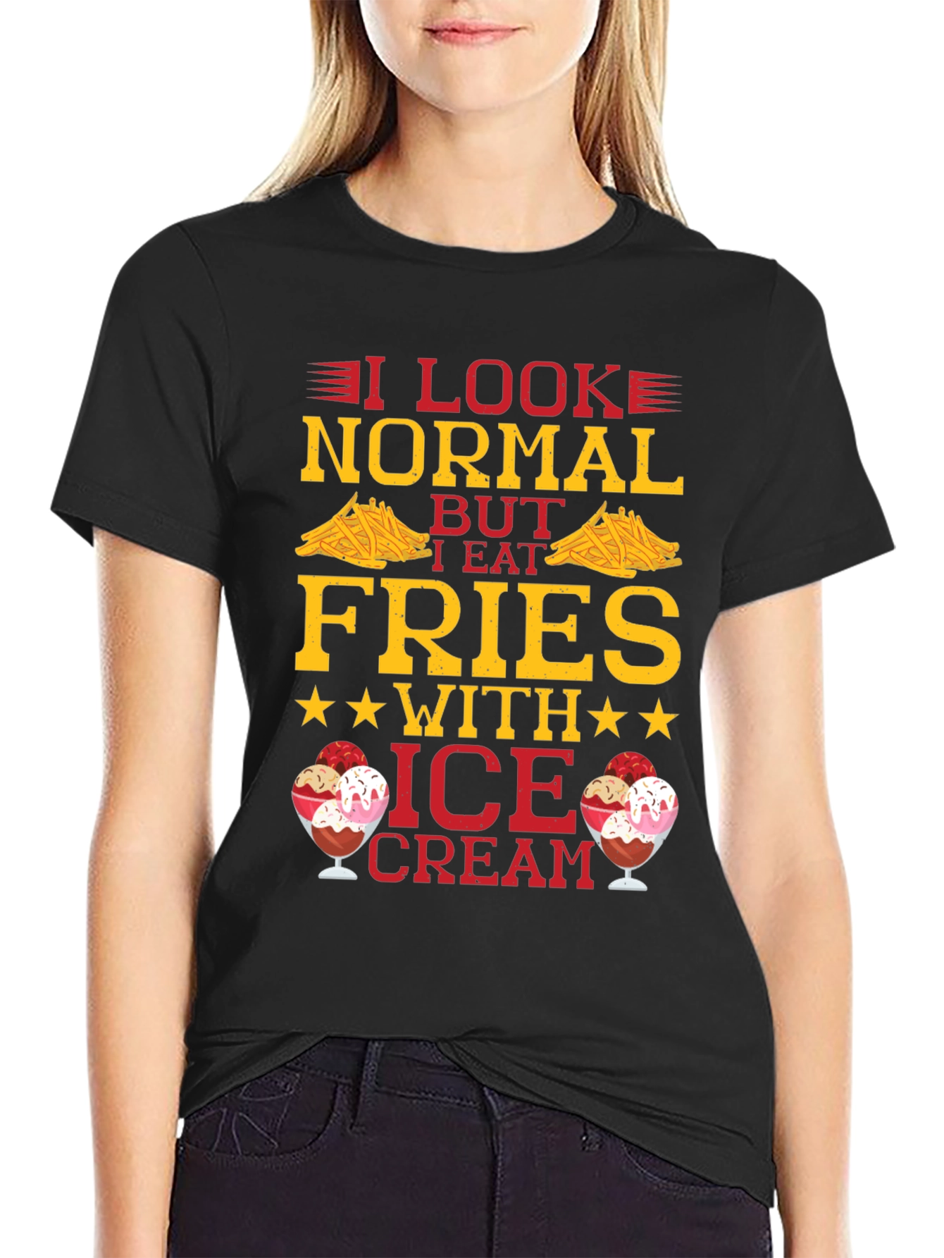 Funny Fries & Ice Cream Graphic T-Shirt