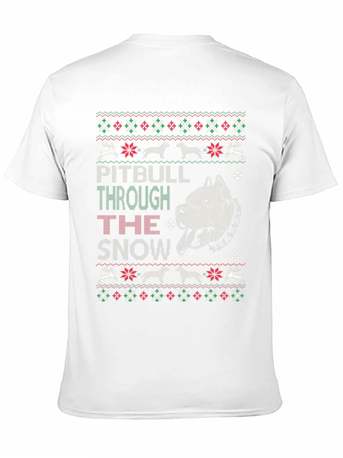 Pitbull Through The Snow Christmas T-Shirt