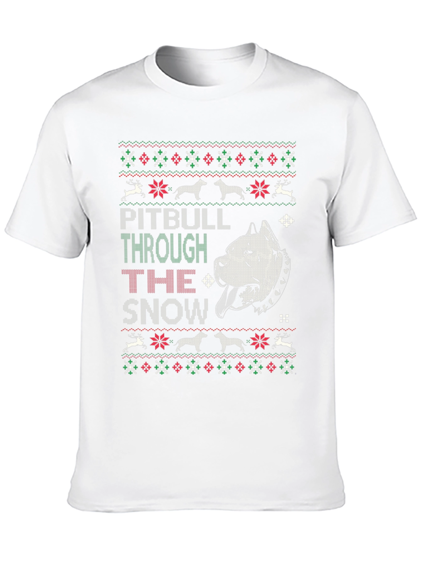 Pitbull Through The Snow Christmas T-Shirt