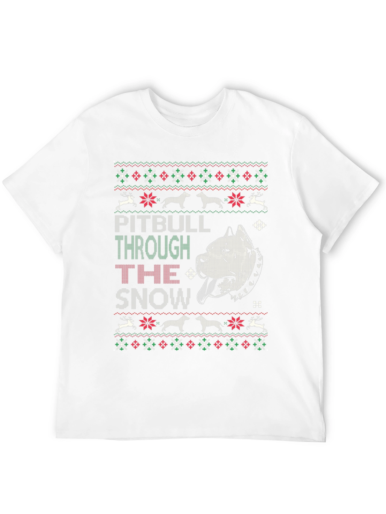 Pitbull Through The Snow Christmas T-Shirt