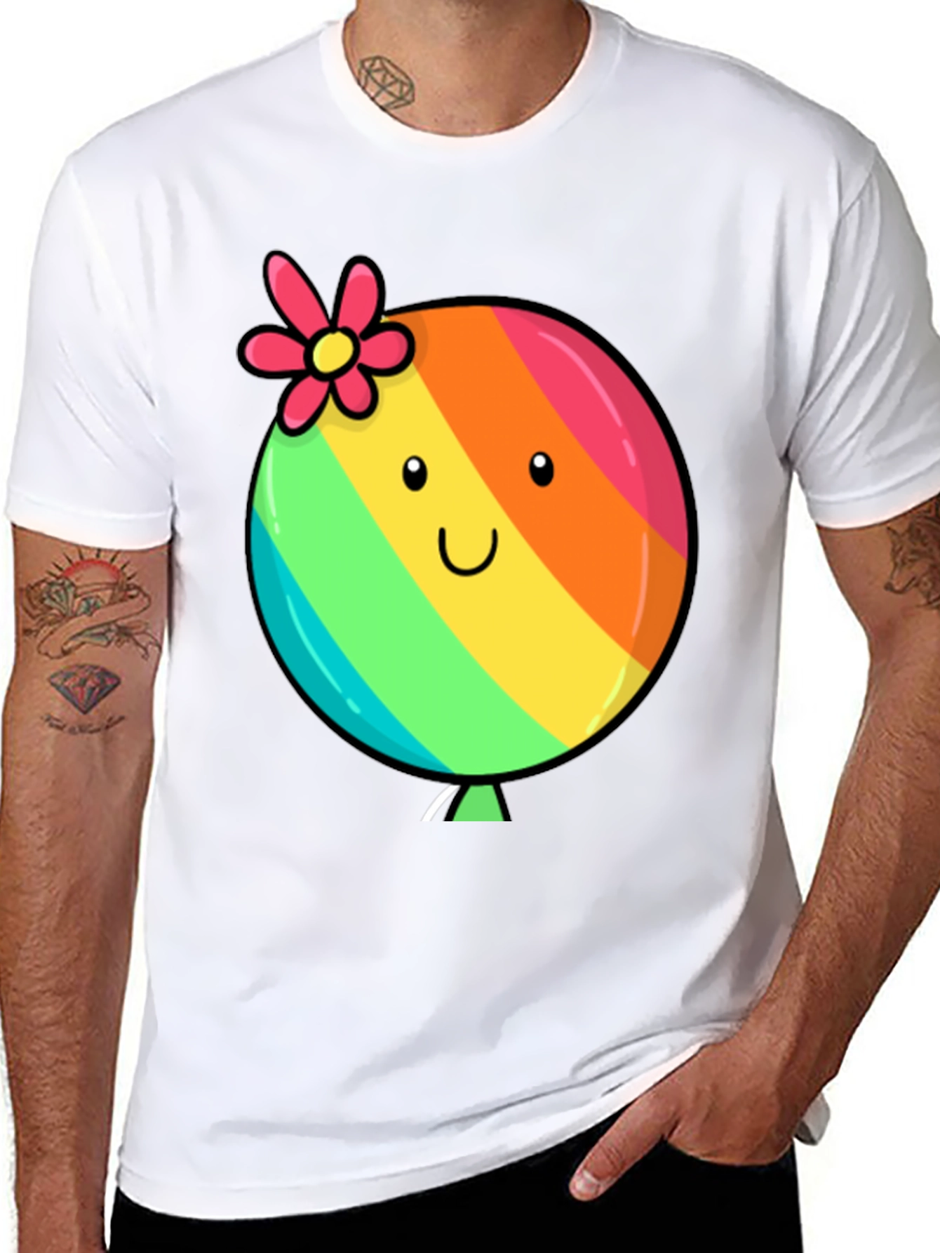Rainbow Balloon Smile Graphic Tee