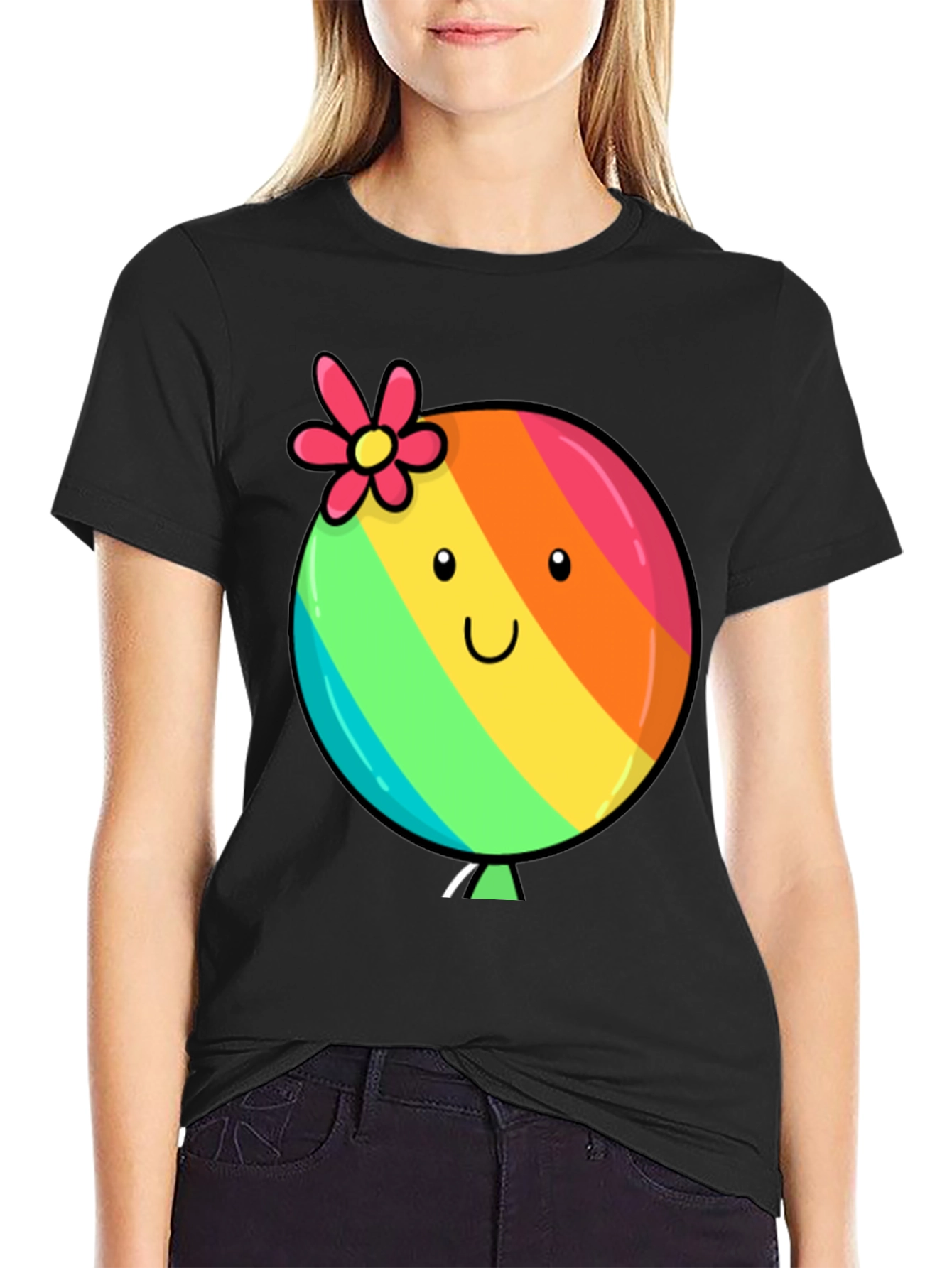 Rainbow Balloon Smile Graphic Tee