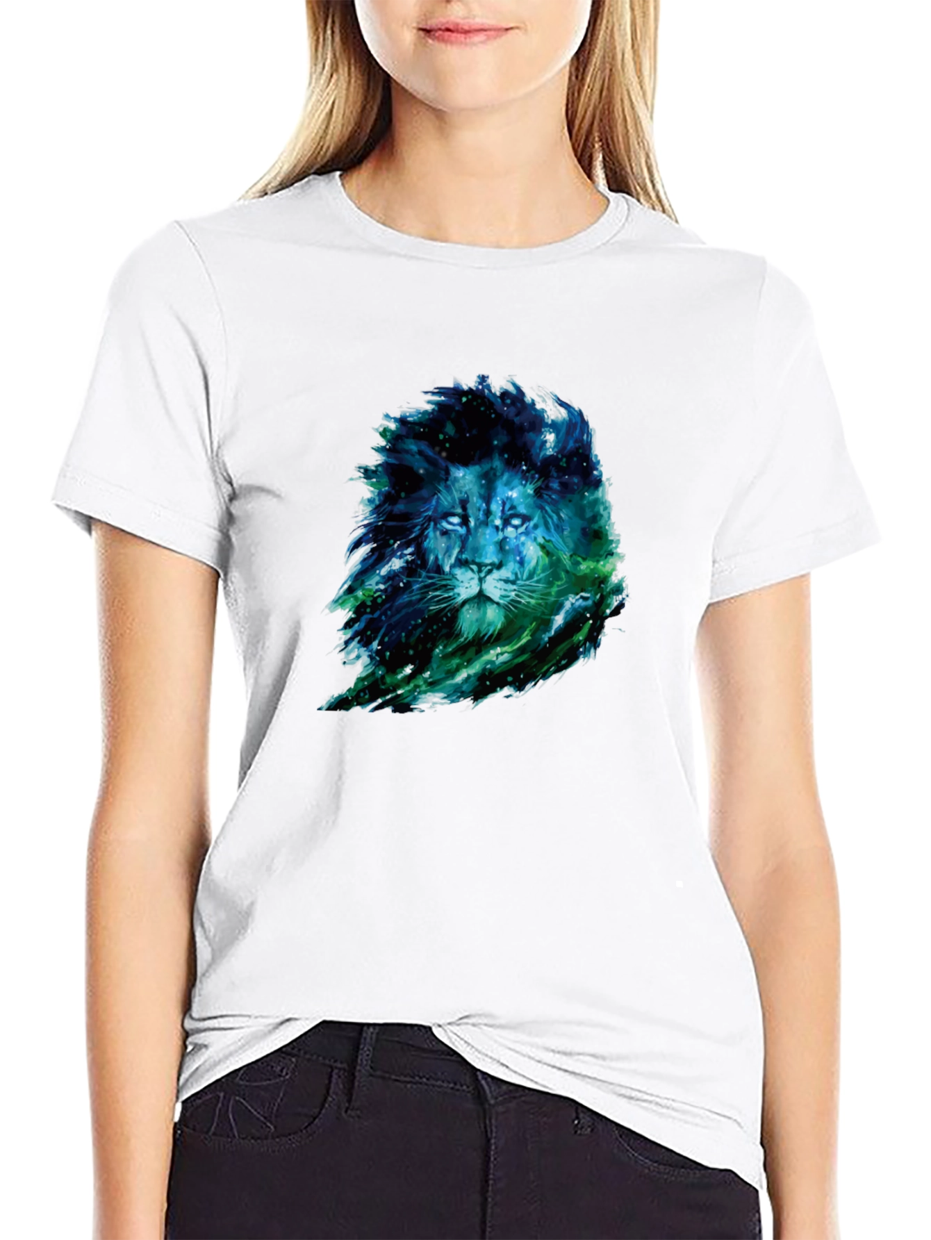 Lion Nebula Graphic Print Black T-Shirt