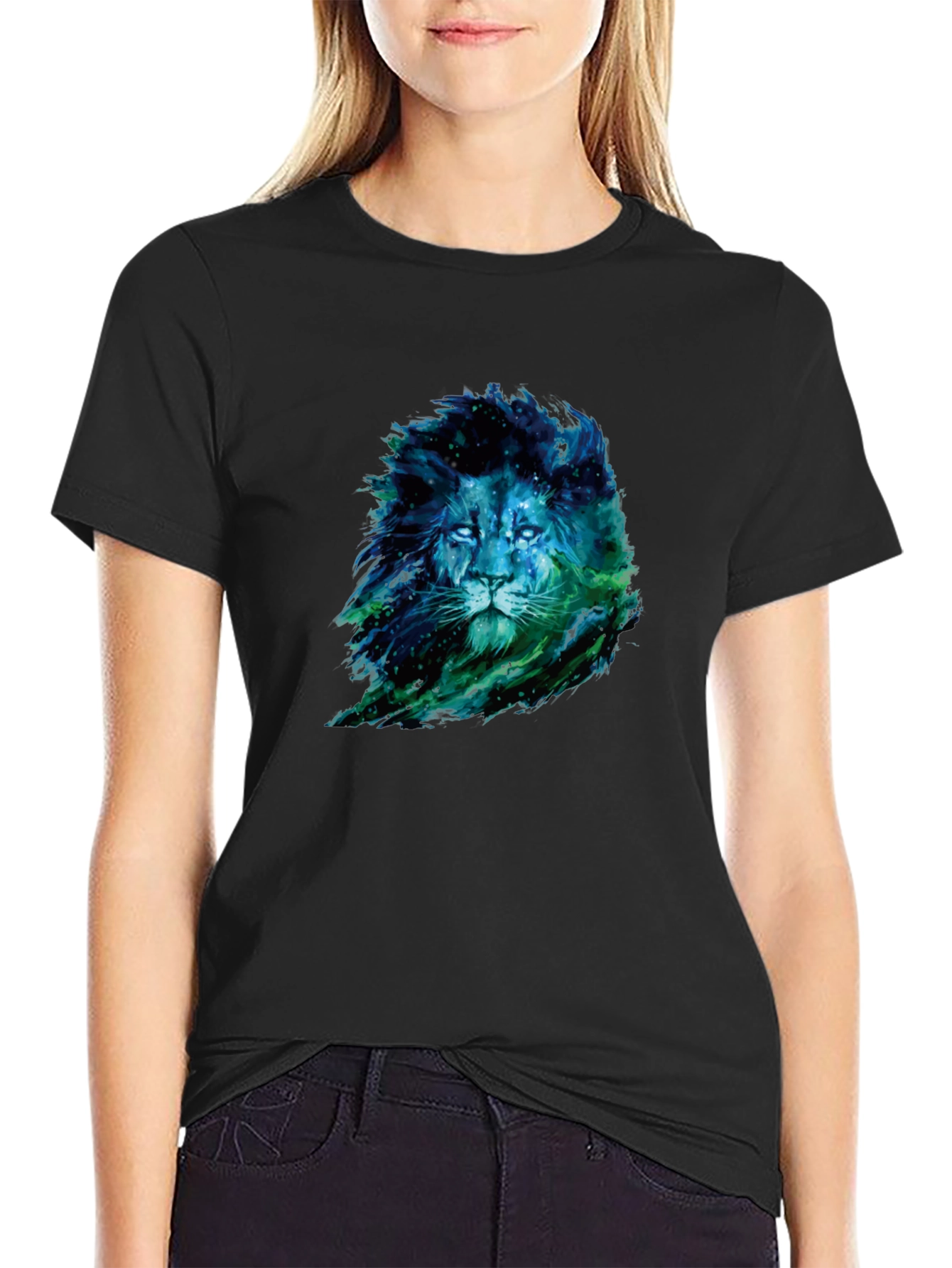 Lion Nebula Graphic Print Black T-Shirt