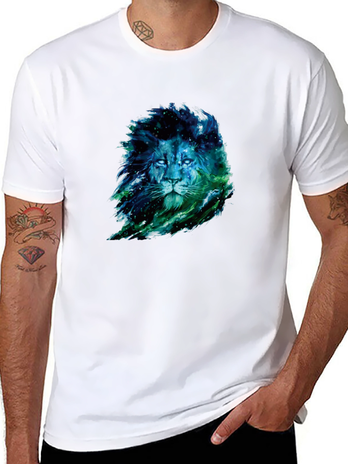 Lion Nebula Graphic Print Black T-Shirt