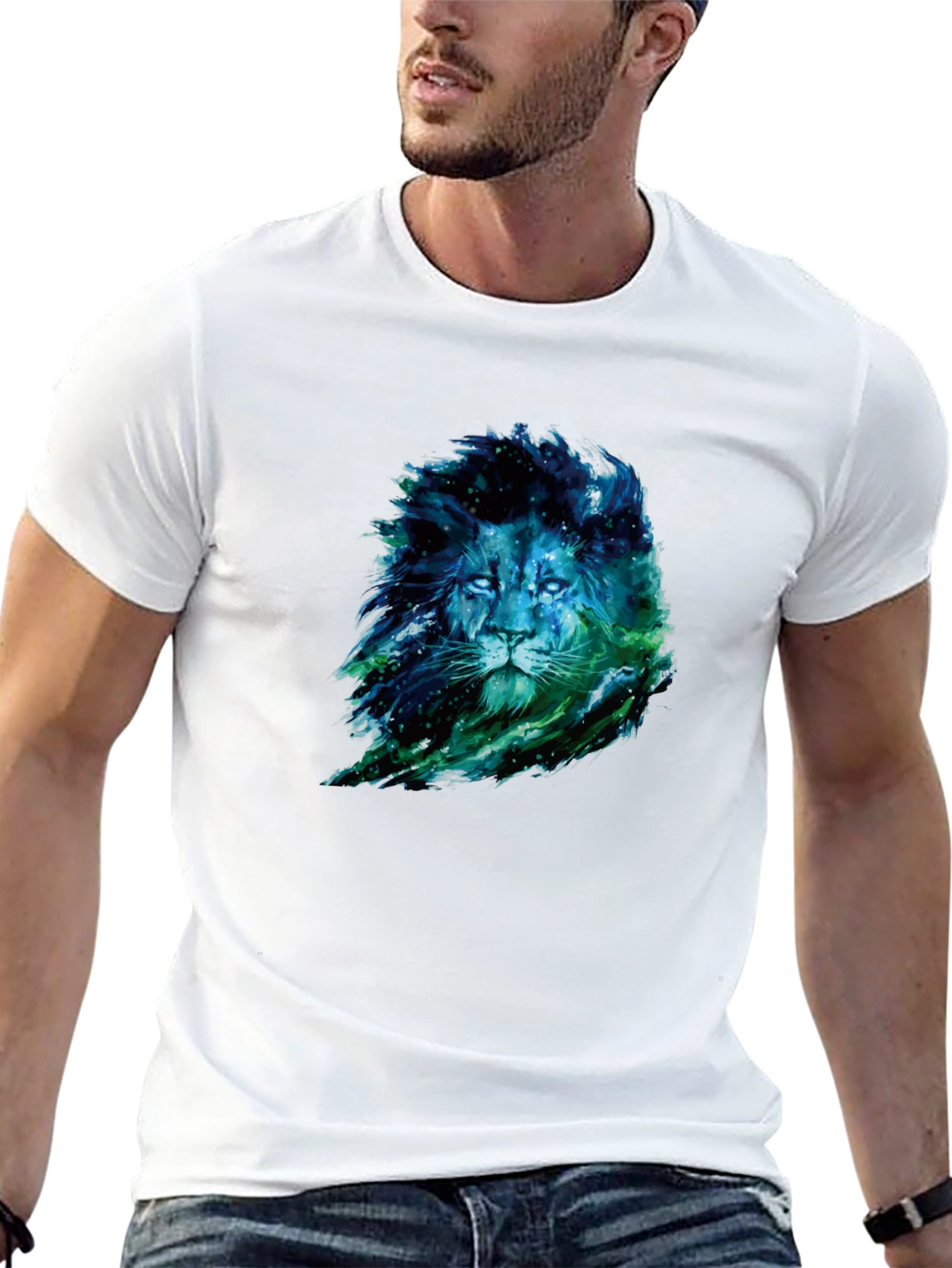 Lion Nebula Graphic Print Black T-Shirt