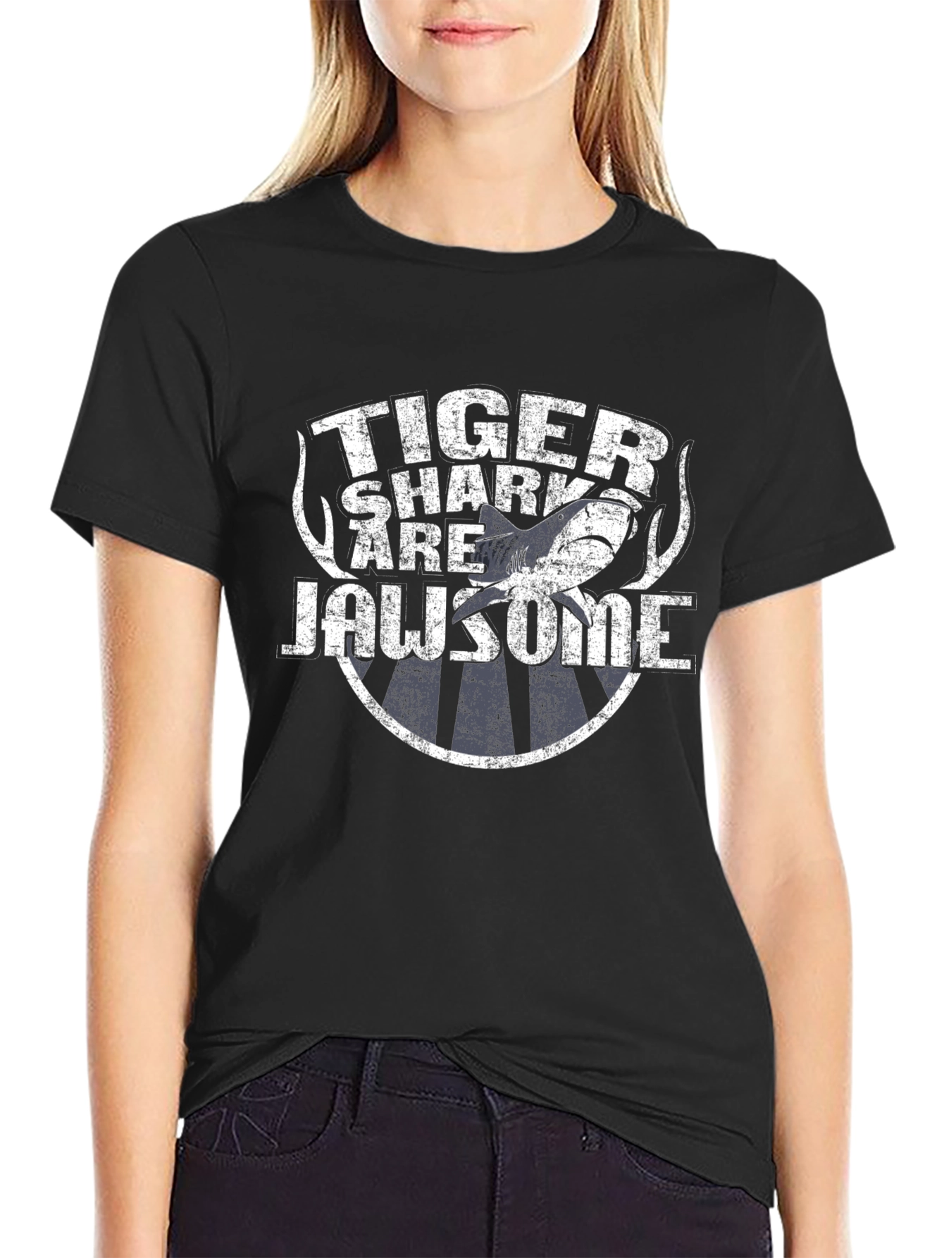 Tiger Shark Jawsome Graphic T-Shirt - Black