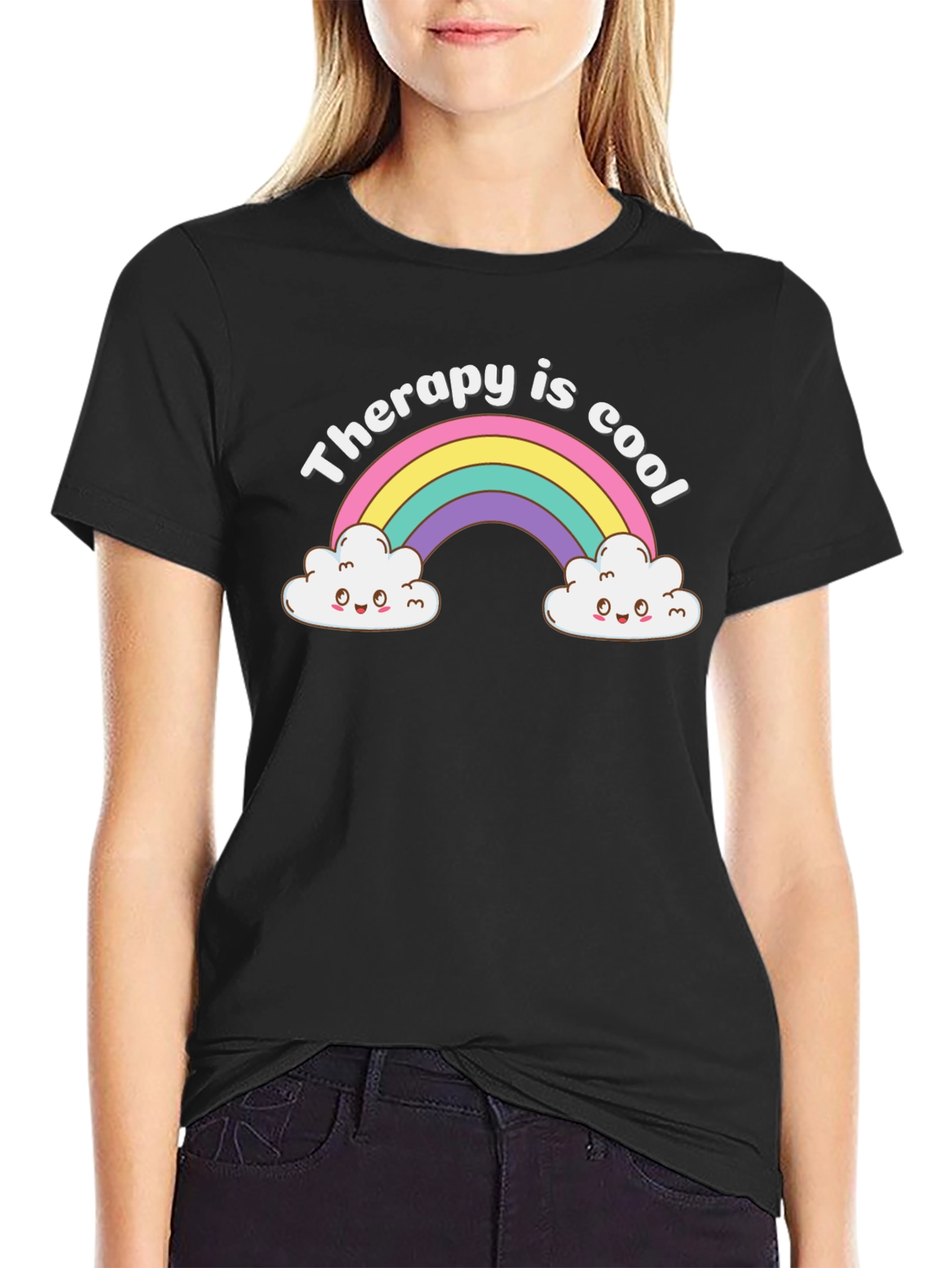 Therapy is Cool Rainbow Graphic Tee