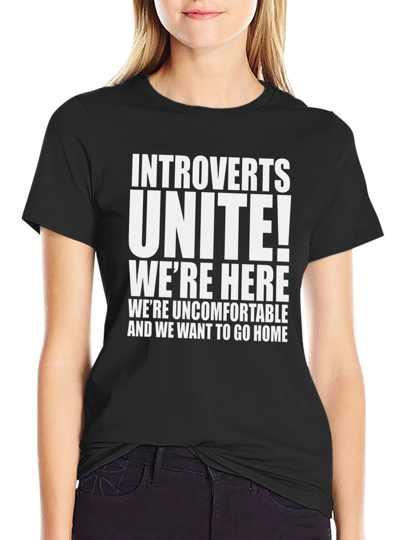 Introverts Unite Black Graphic Tee