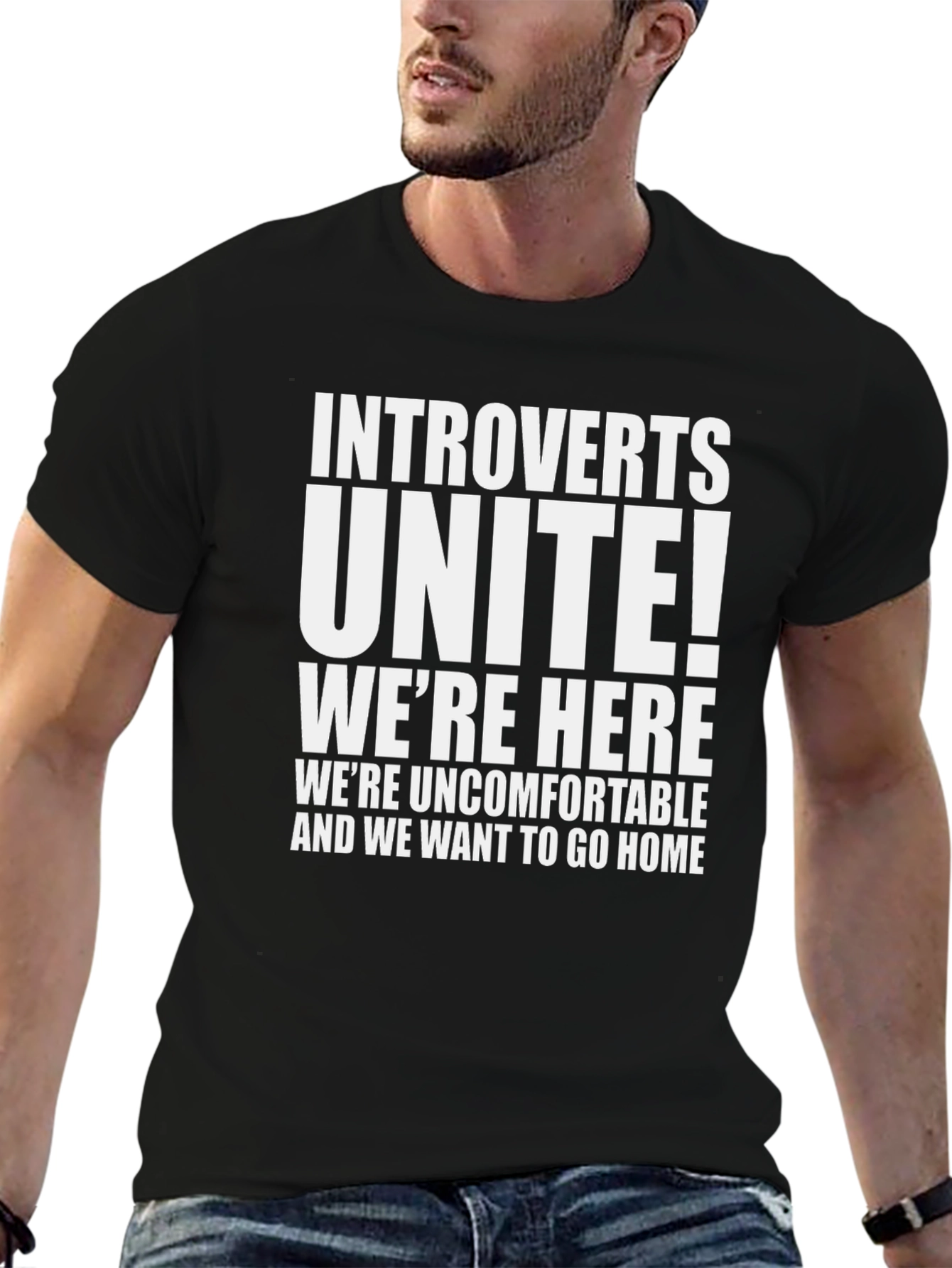 Introverts Unite Black Graphic Tee