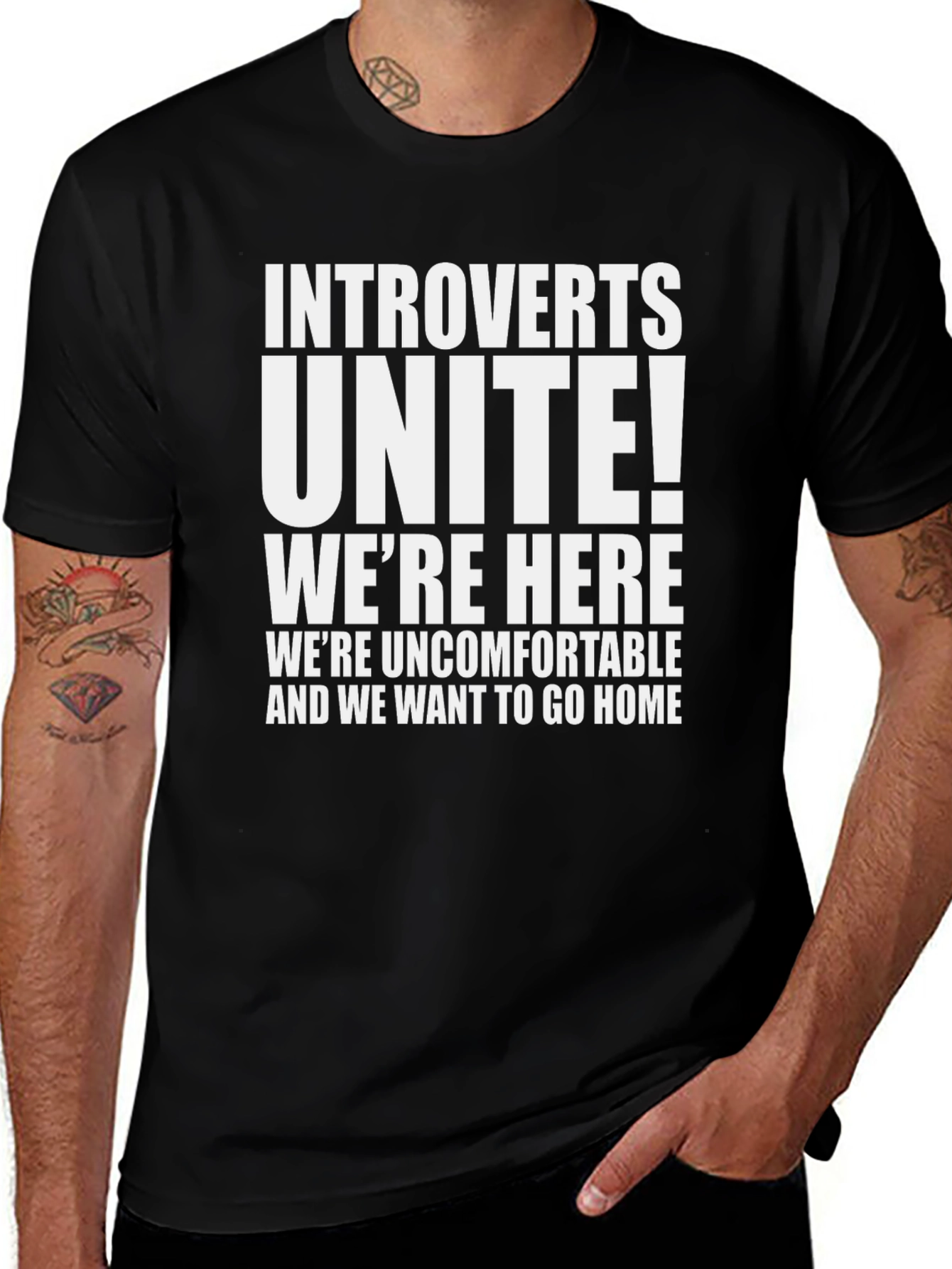 Introverts Unite Black Graphic Tee