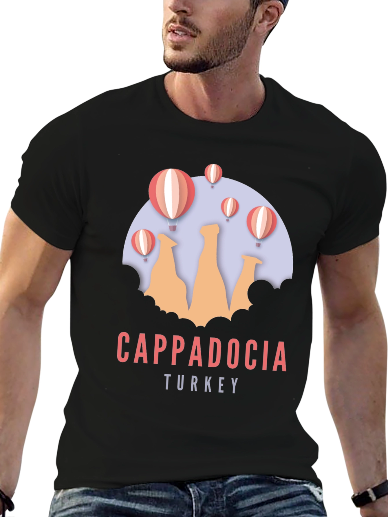 Cappadocia Turkey Graphic T-Shirt | Hot Air Balloon Design