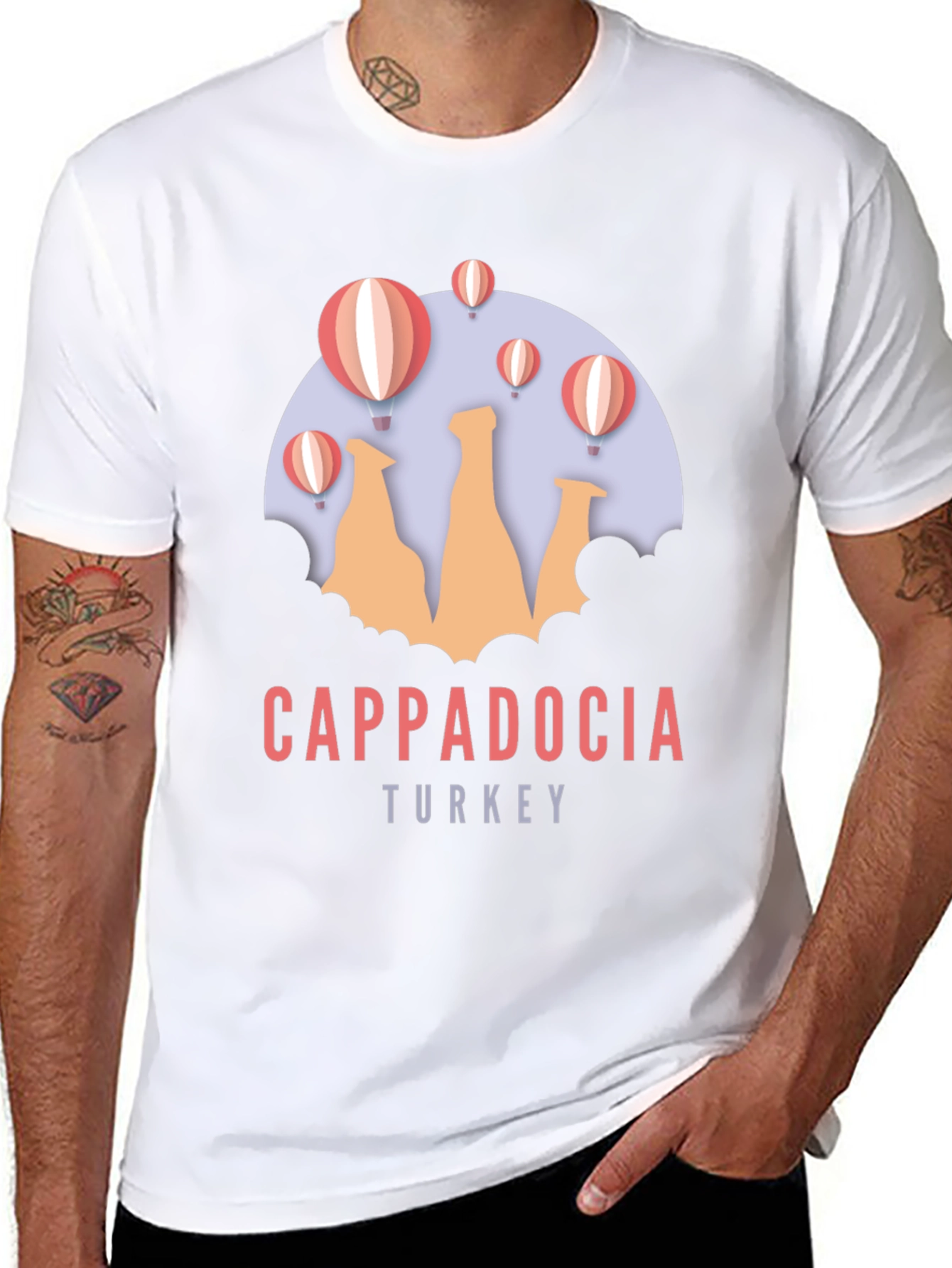 Cappadocia Turkey Graphic T-Shirt | Hot Air Balloon Design