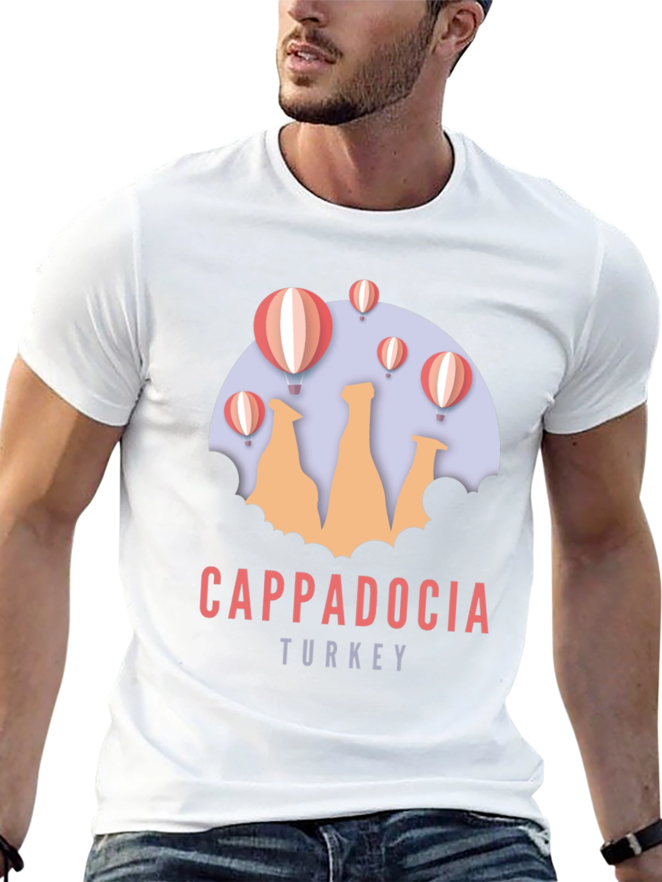 Cappadocia Turkey Graphic T-Shirt | Hot Air Balloon Design