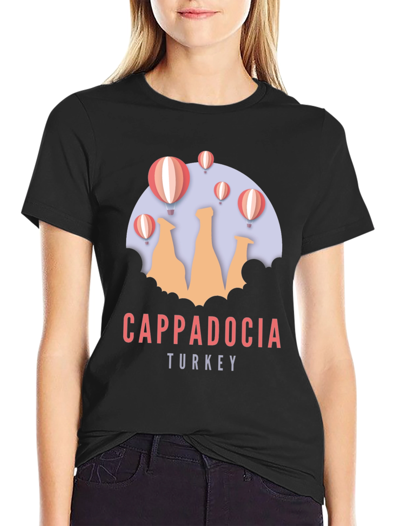 Cappadocia Turkey Graphic T-Shirt | Hot Air Balloon Design
