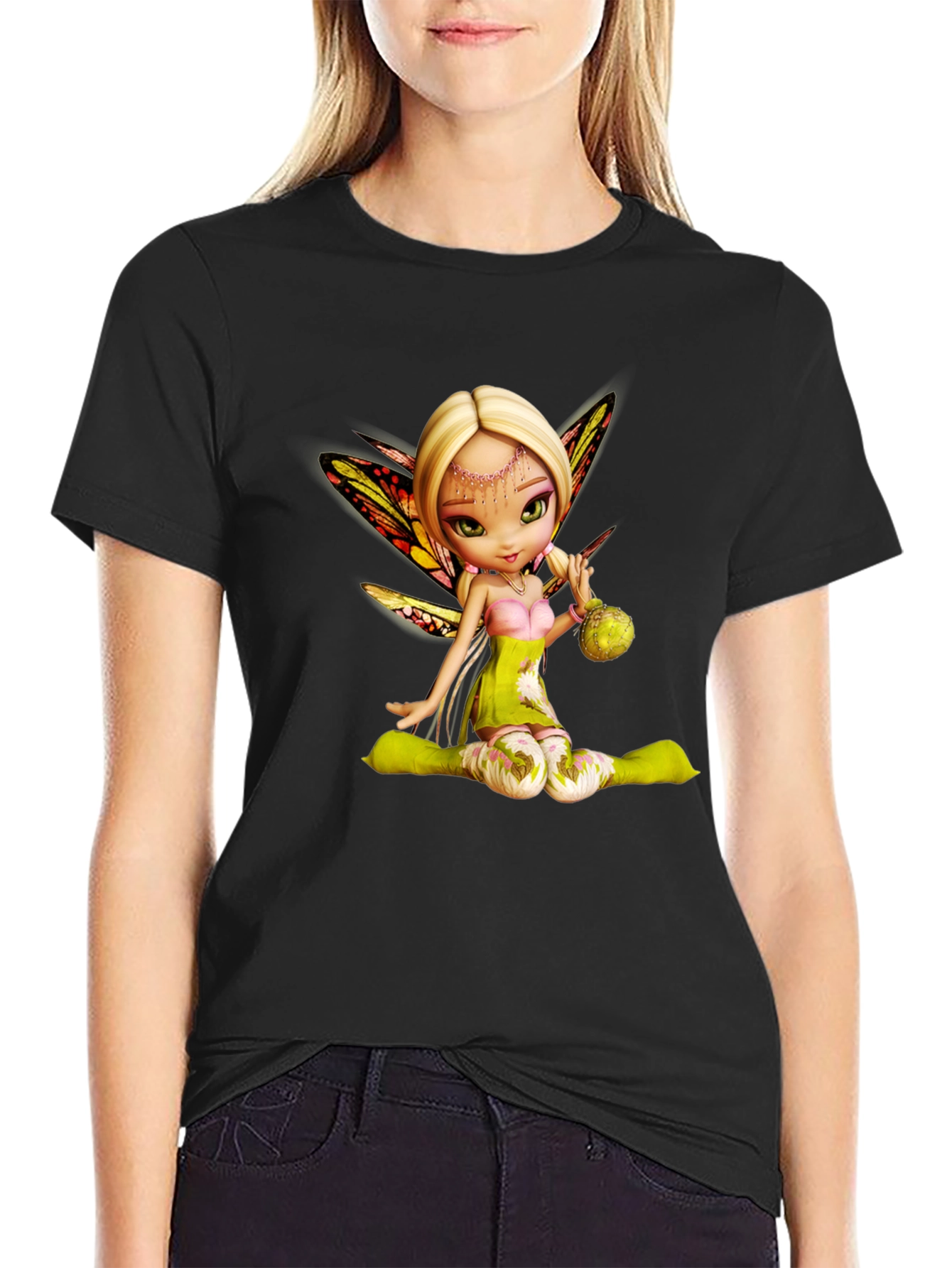Fairy Graphic Tee - Whimsical Black T-Shirt