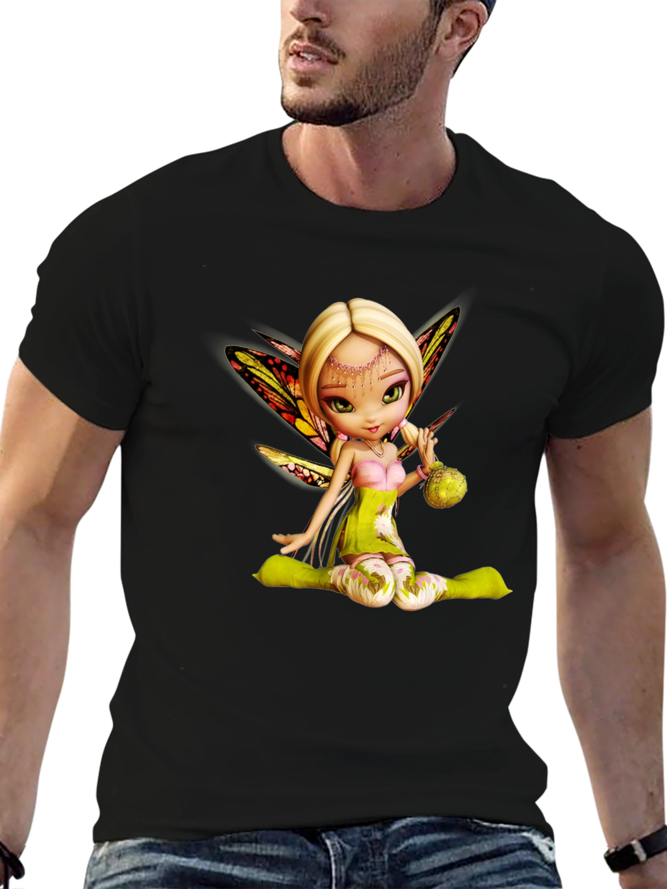 Fairy Graphic Tee - Whimsical Black T-Shirt