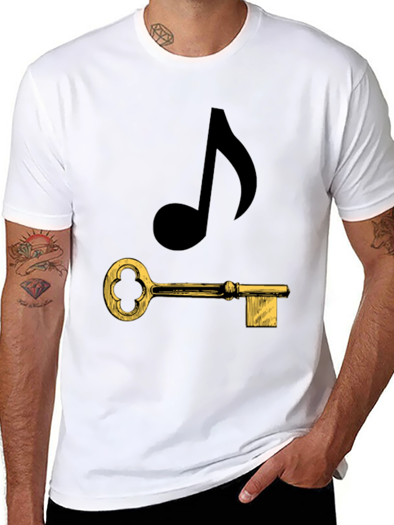 Music Key Graphic Tee - Black Cotton T-Shirt