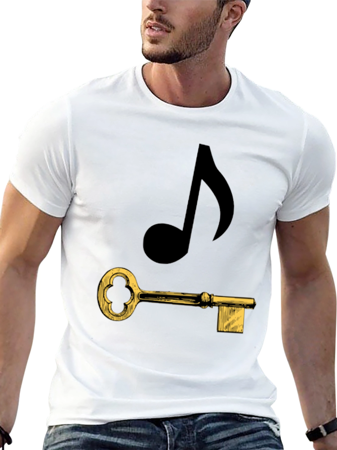Music Key Graphic Tee - Black Cotton T-Shirt