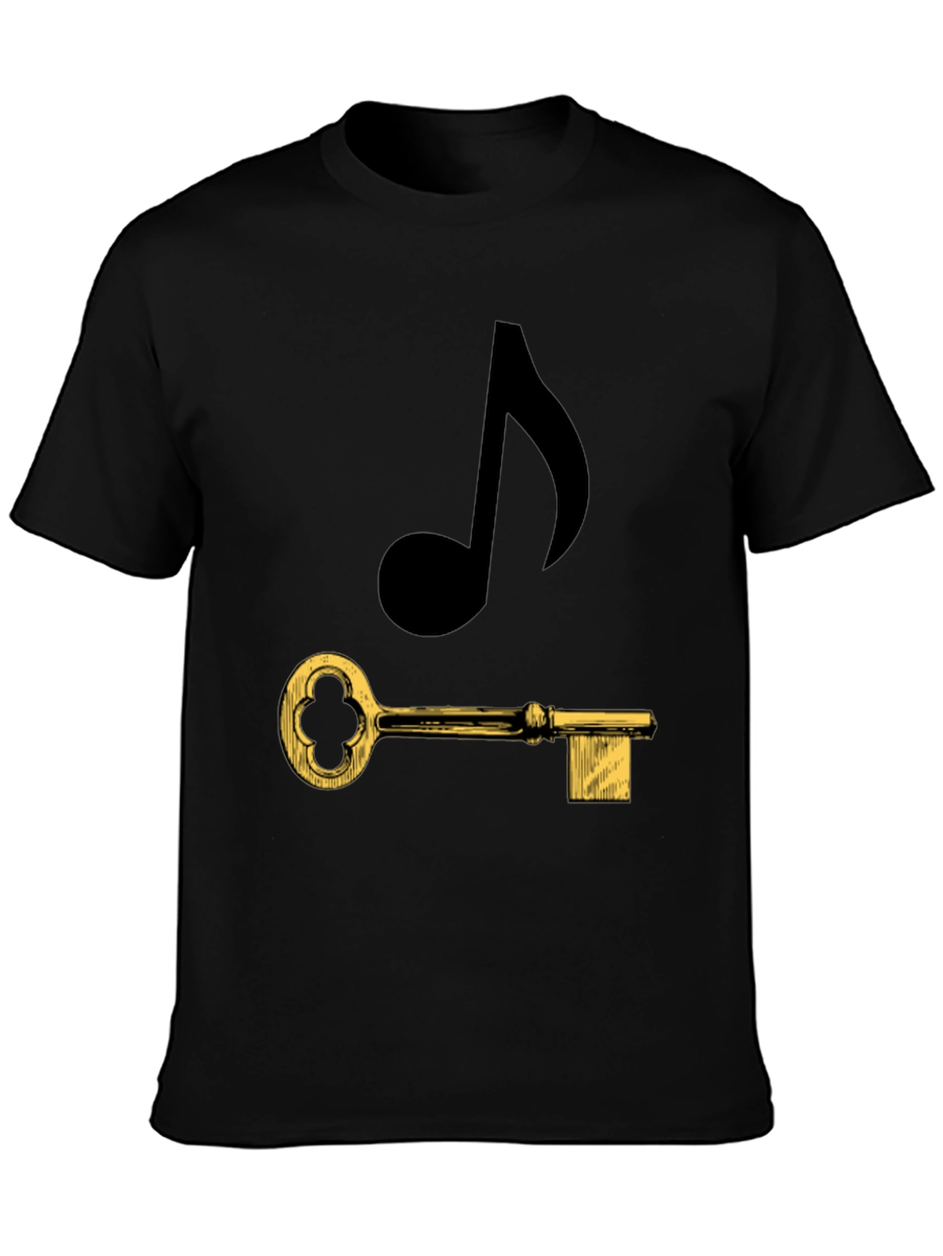 Music Key Graphic Tee - Black Cotton T-Shirt
