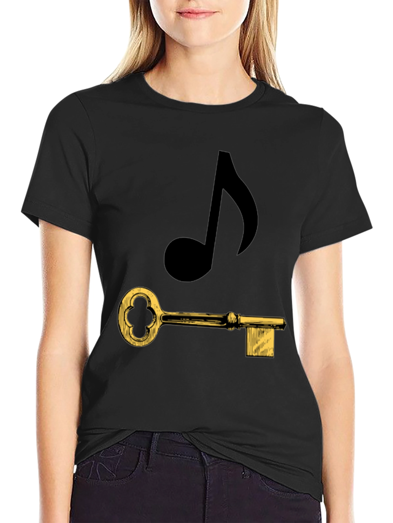 Music Key Graphic Tee - Black Cotton T-Shirt