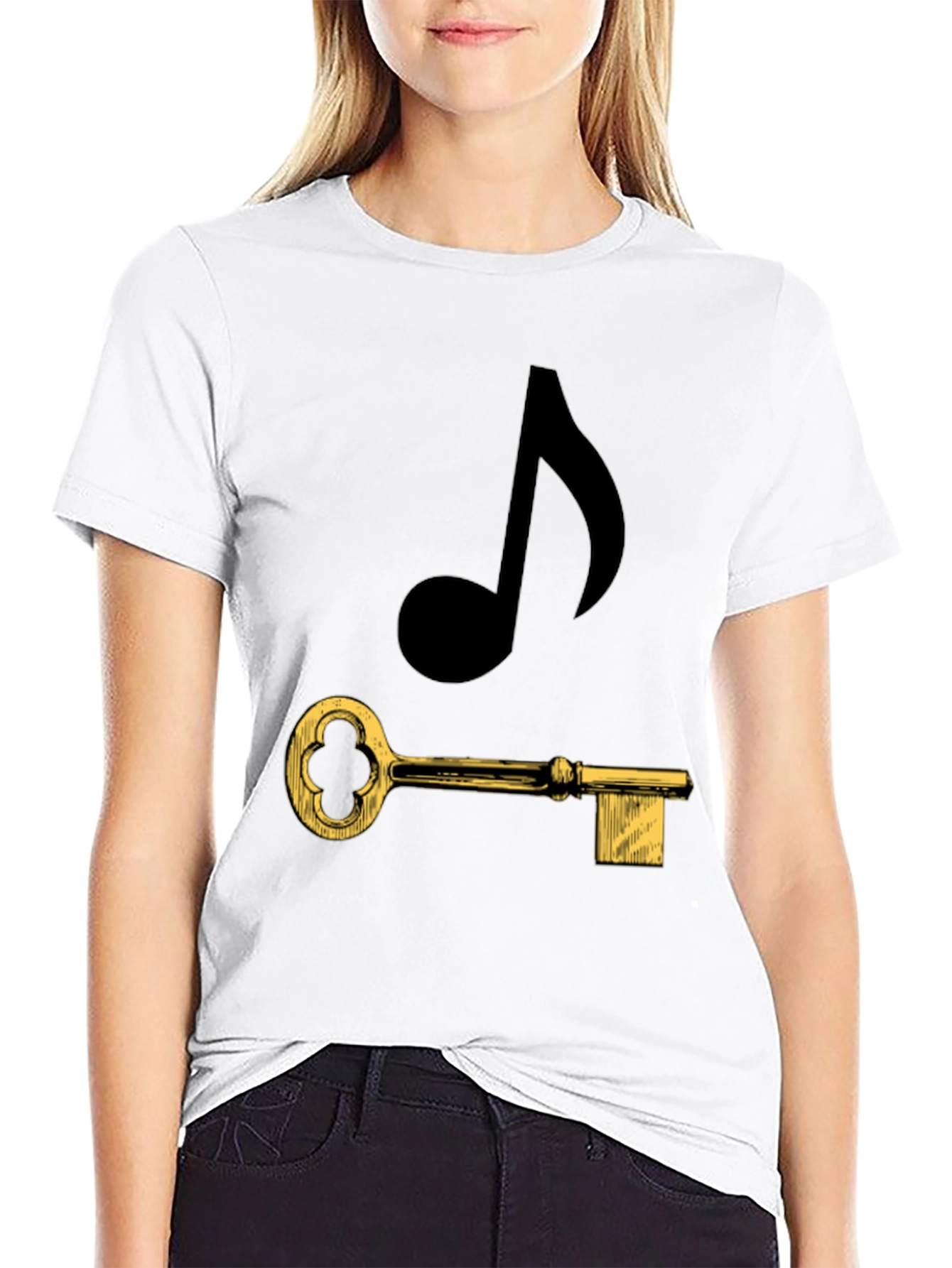 Music Key Graphic Tee - Black Cotton T-Shirt