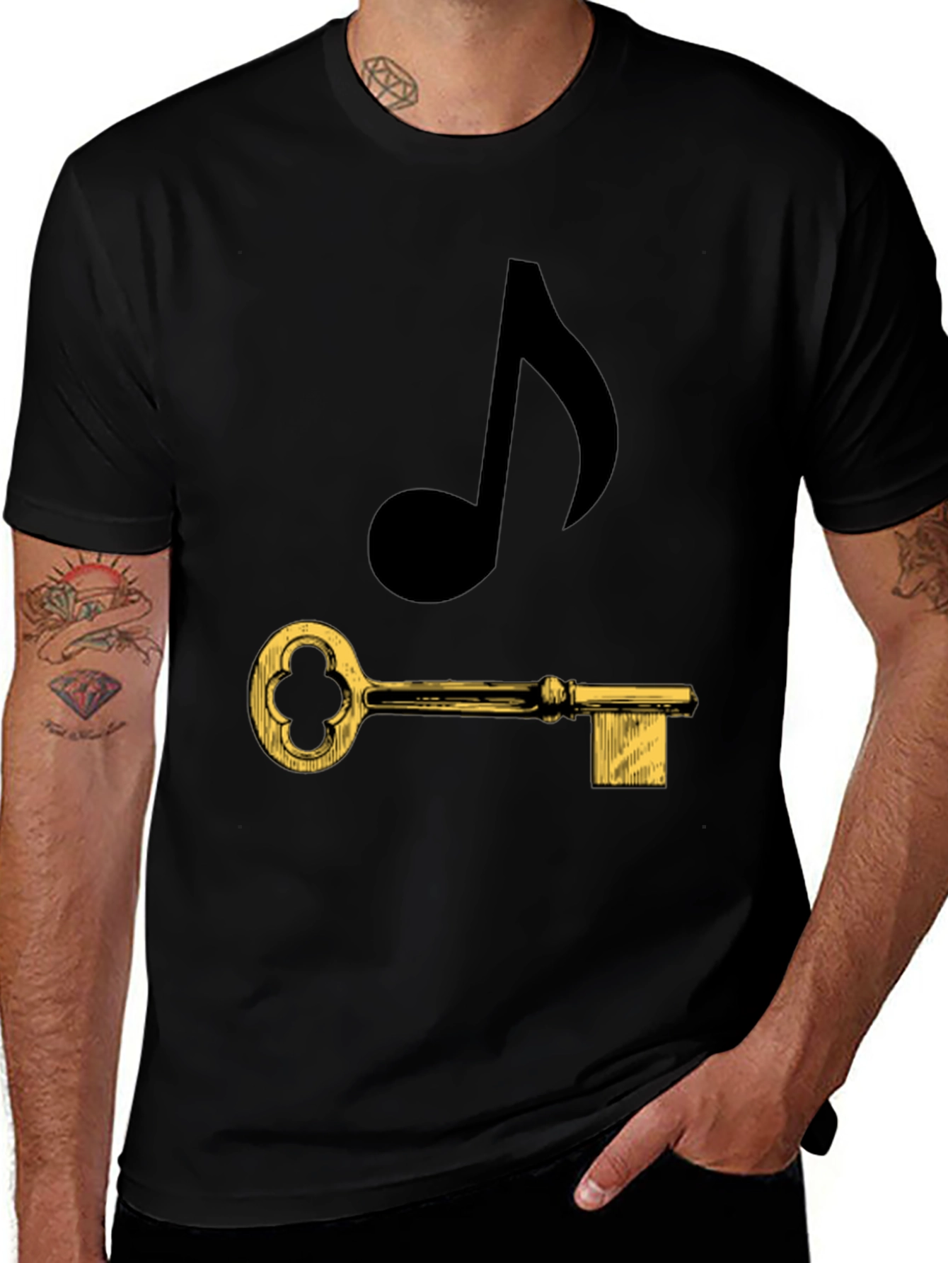 Music Key Graphic Tee - Black Cotton T-Shirt