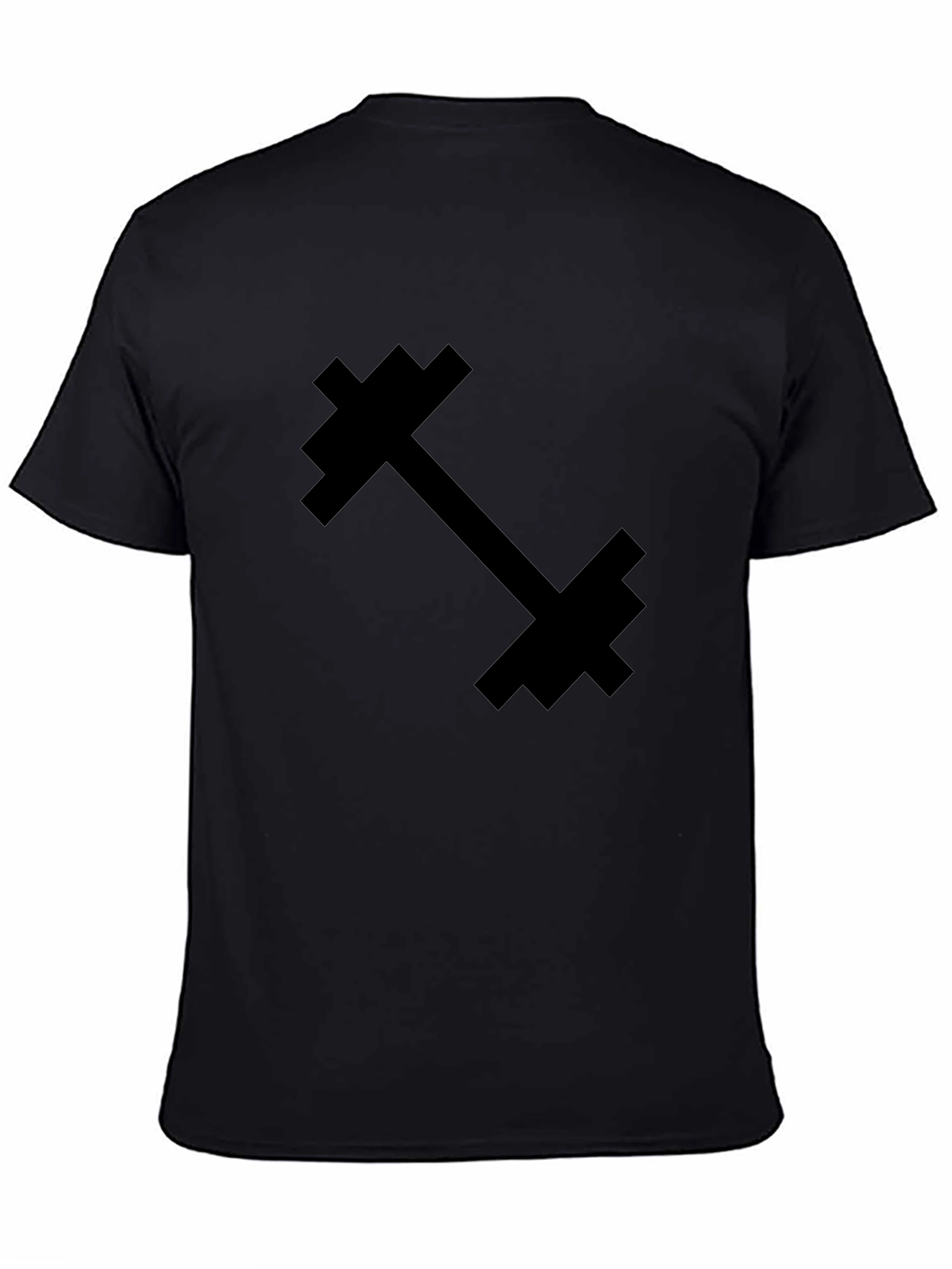 Mens Black Fitness T-Shirt - Pixel Dumbbell Design