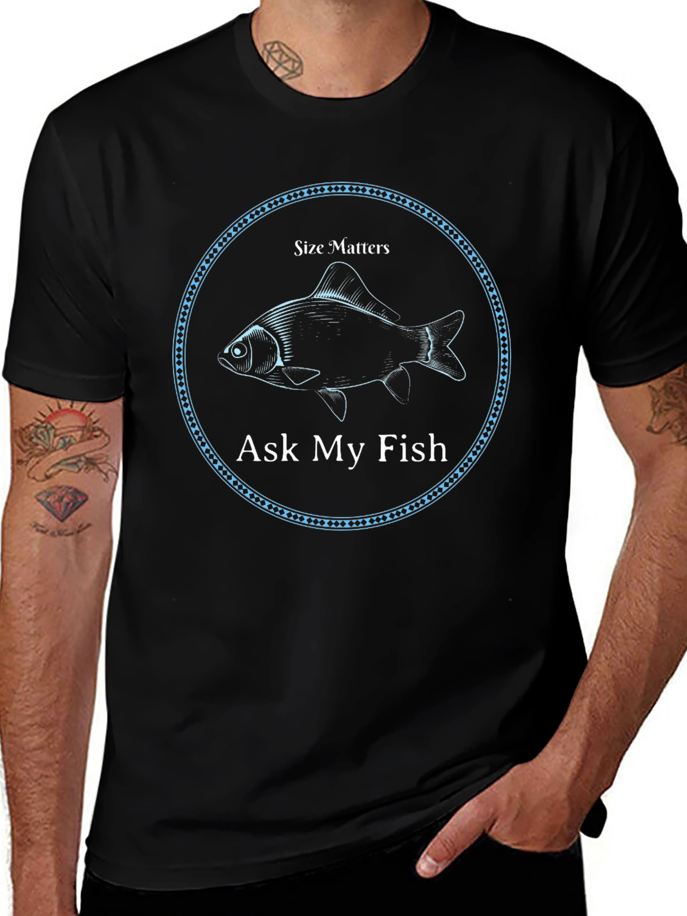 Size Matters Ask My Fish Graphic T-Shirt