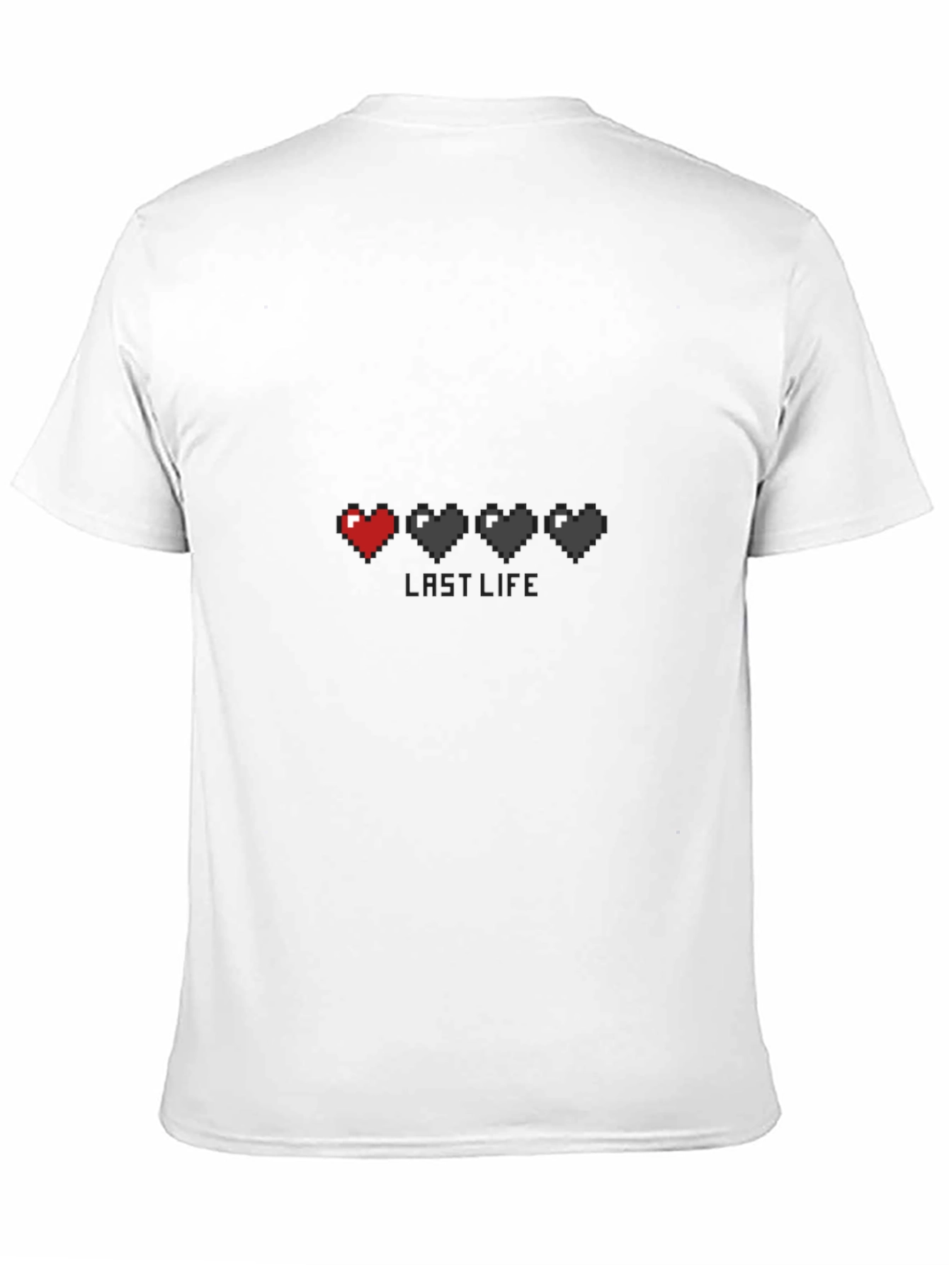 Last Life Gamer Pixel Heart Black T-Shirt