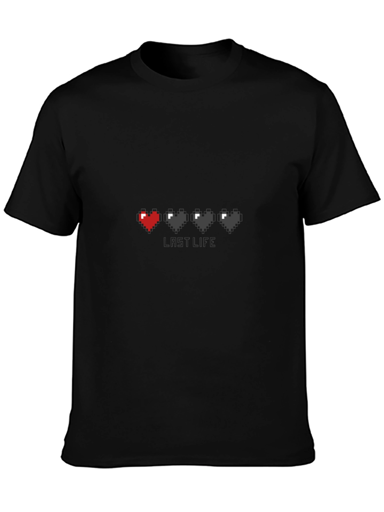 Last Life Gamer Pixel Heart Black T-Shirt