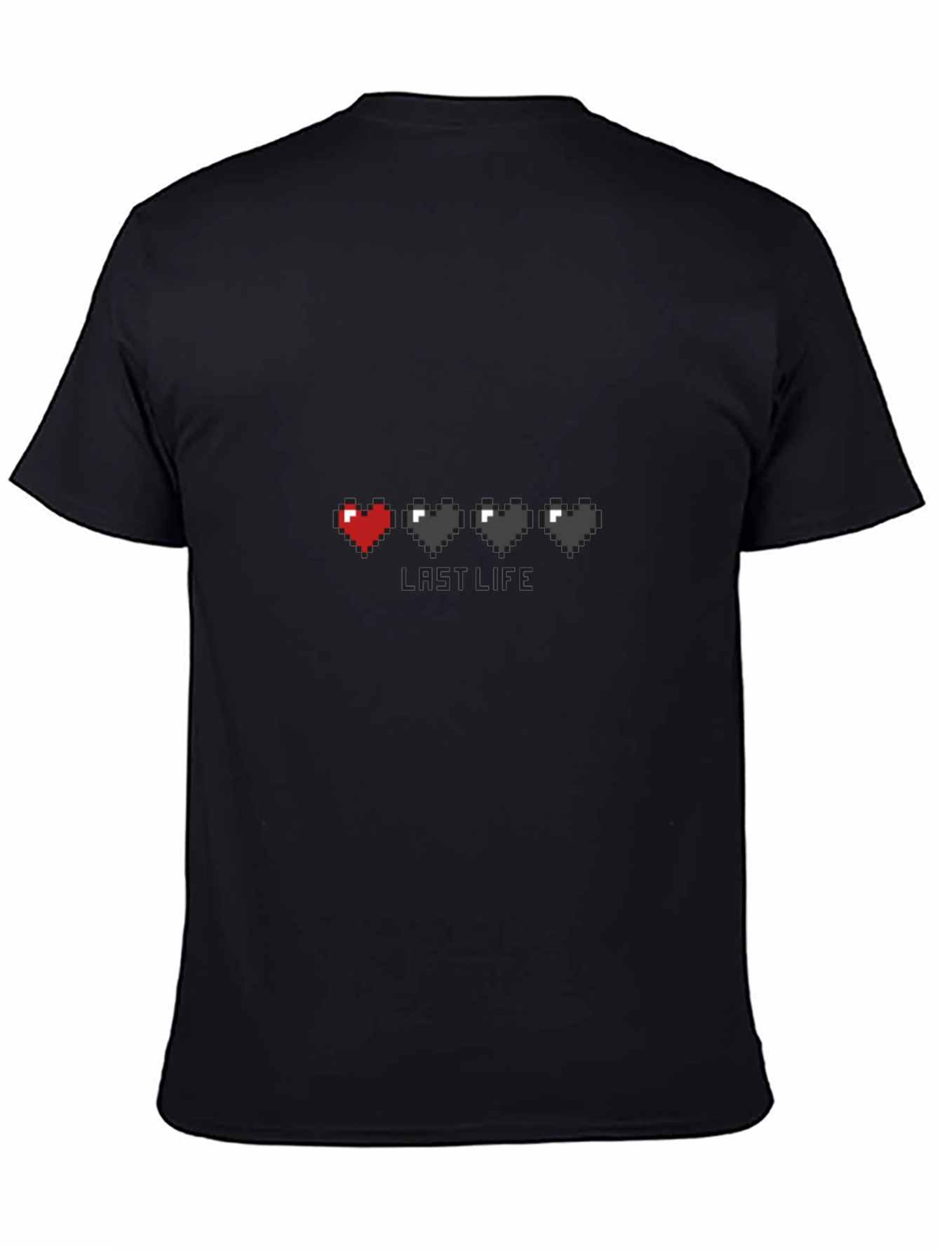 Last Life Gamer Pixel Heart Black T-Shirt
