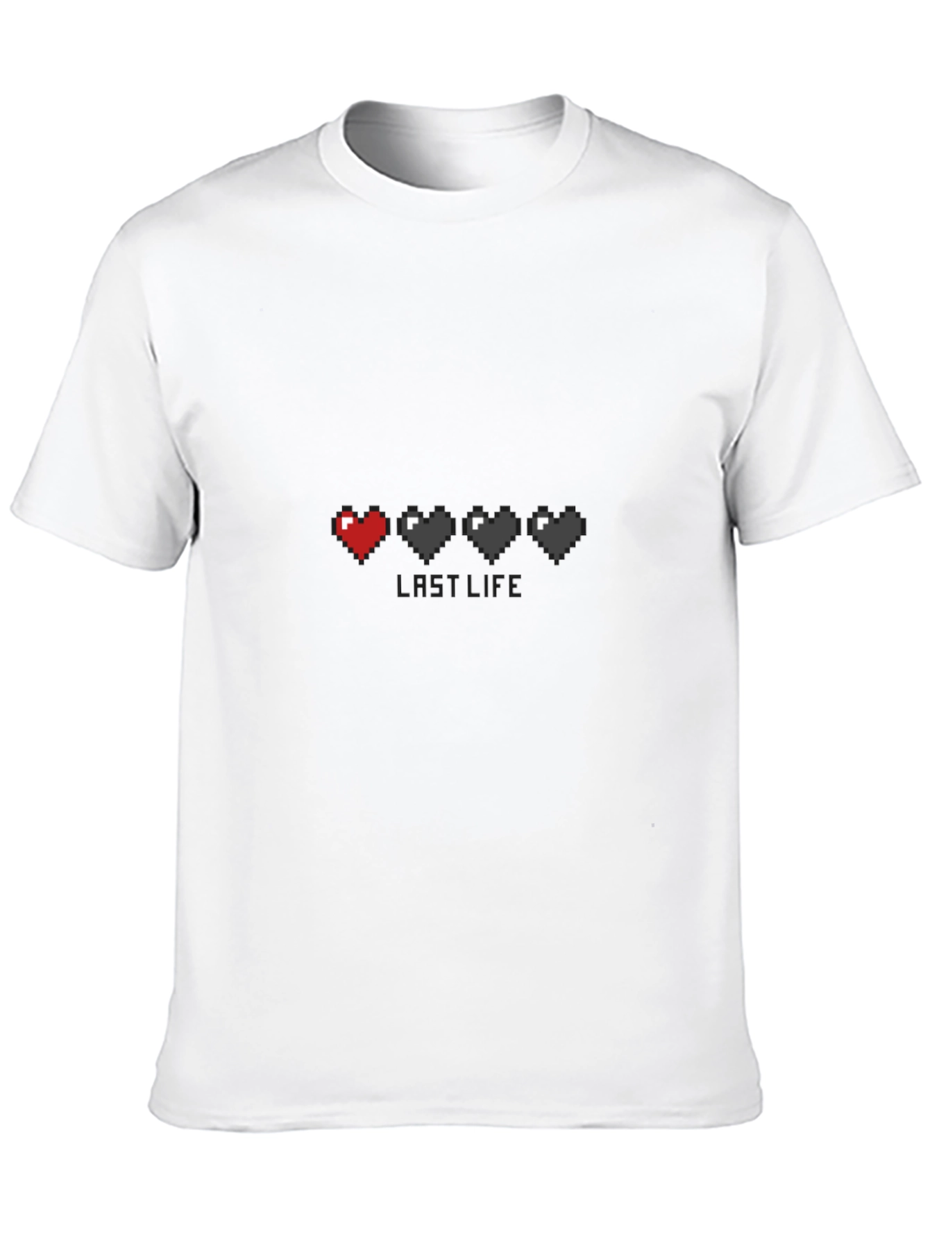Last Life Gamer Pixel Heart Black T-Shirt