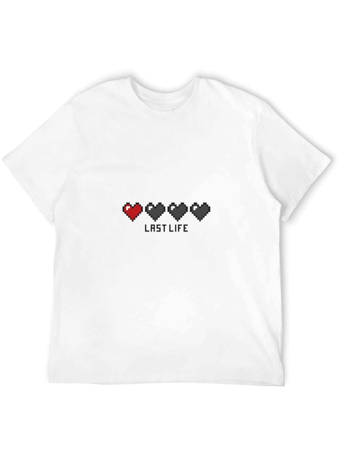 Last Life Gamer Pixel Heart Black T-Shirt