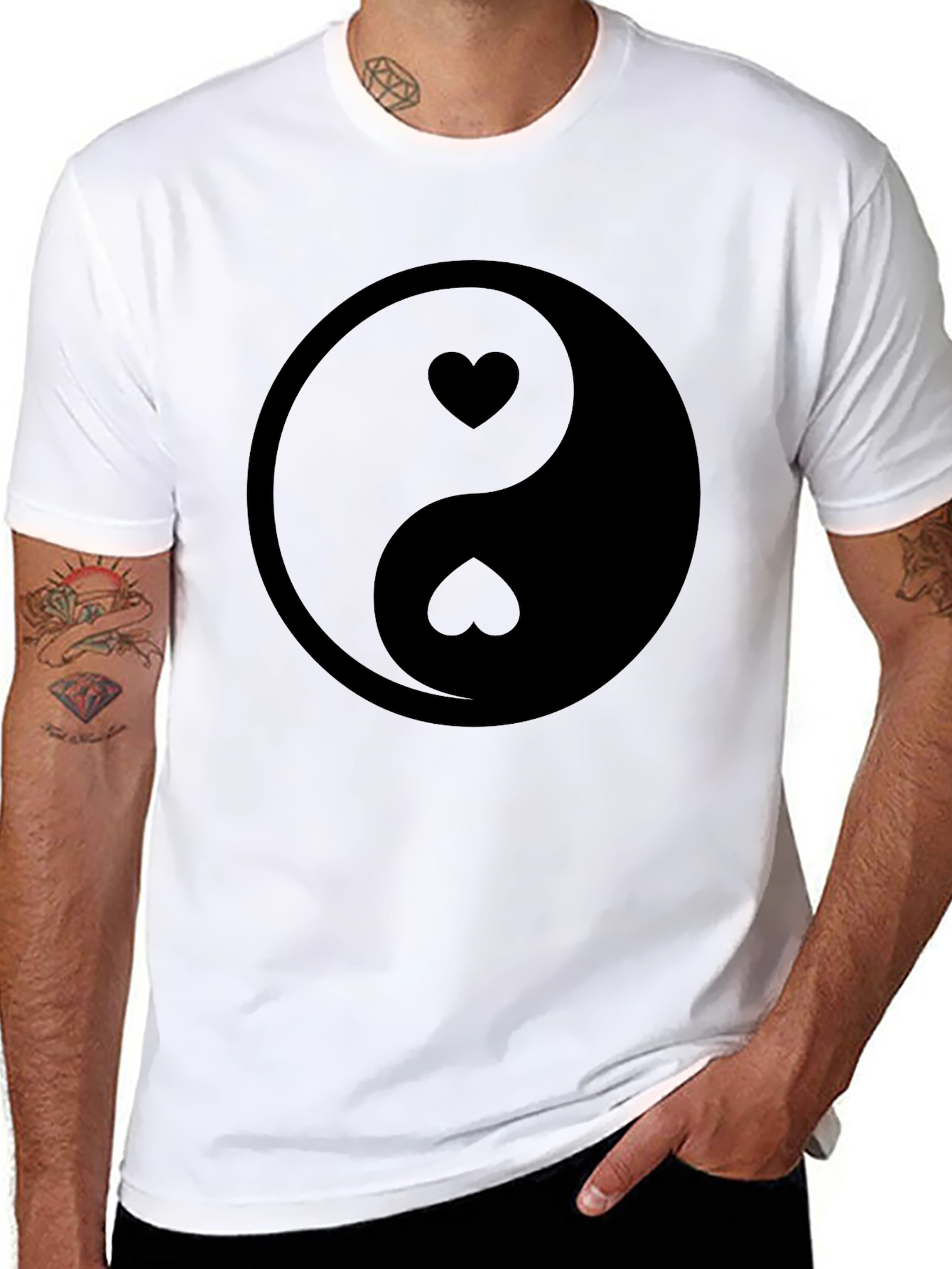 Yin Yang Heart Graphic Tee - Stylish Unisex T-Shirt
