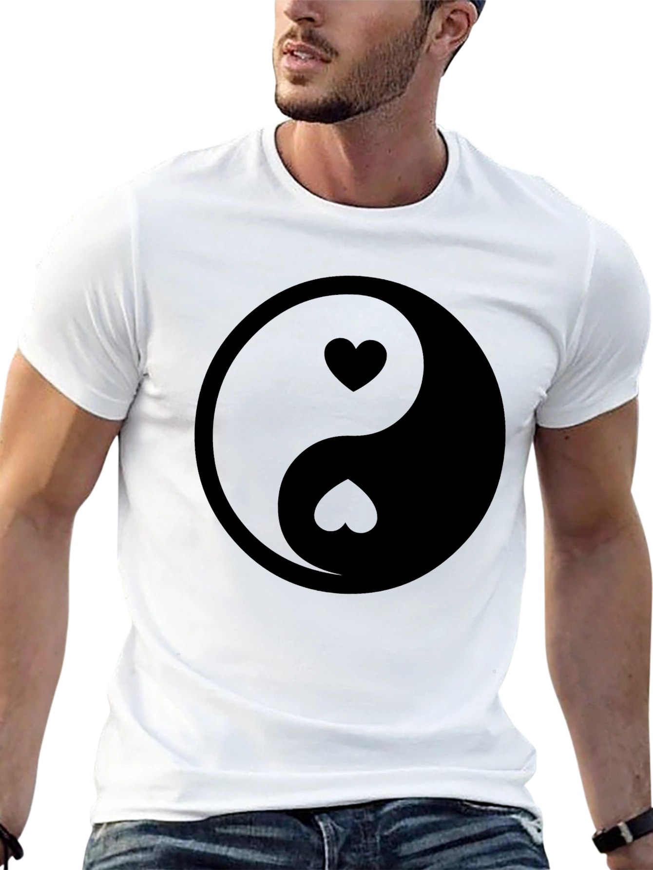 Yin Yang Heart Graphic Tee - Stylish Unisex T-Shirt