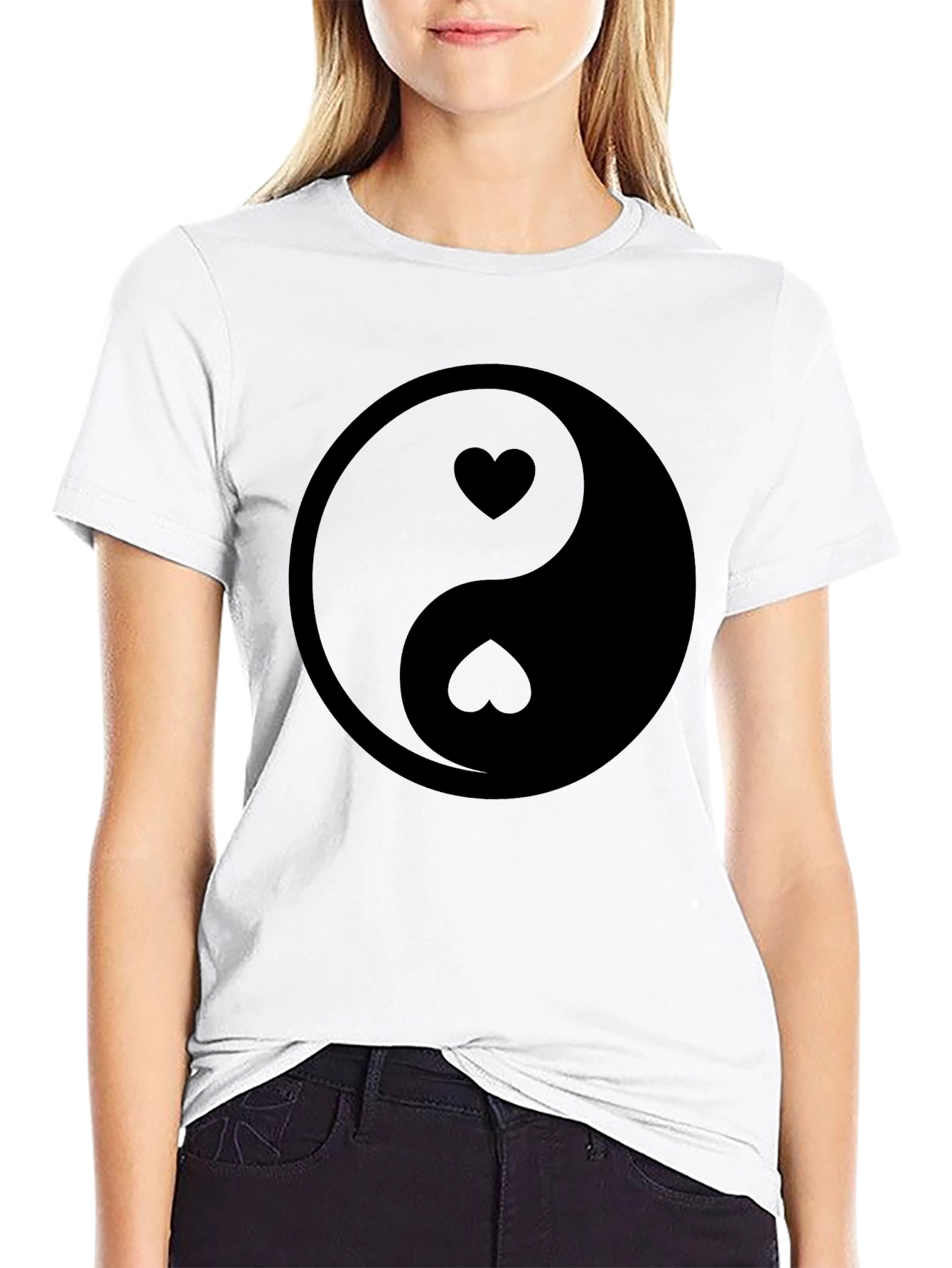 Yin Yang Heart Graphic Tee - Stylish Unisex T-Shirt