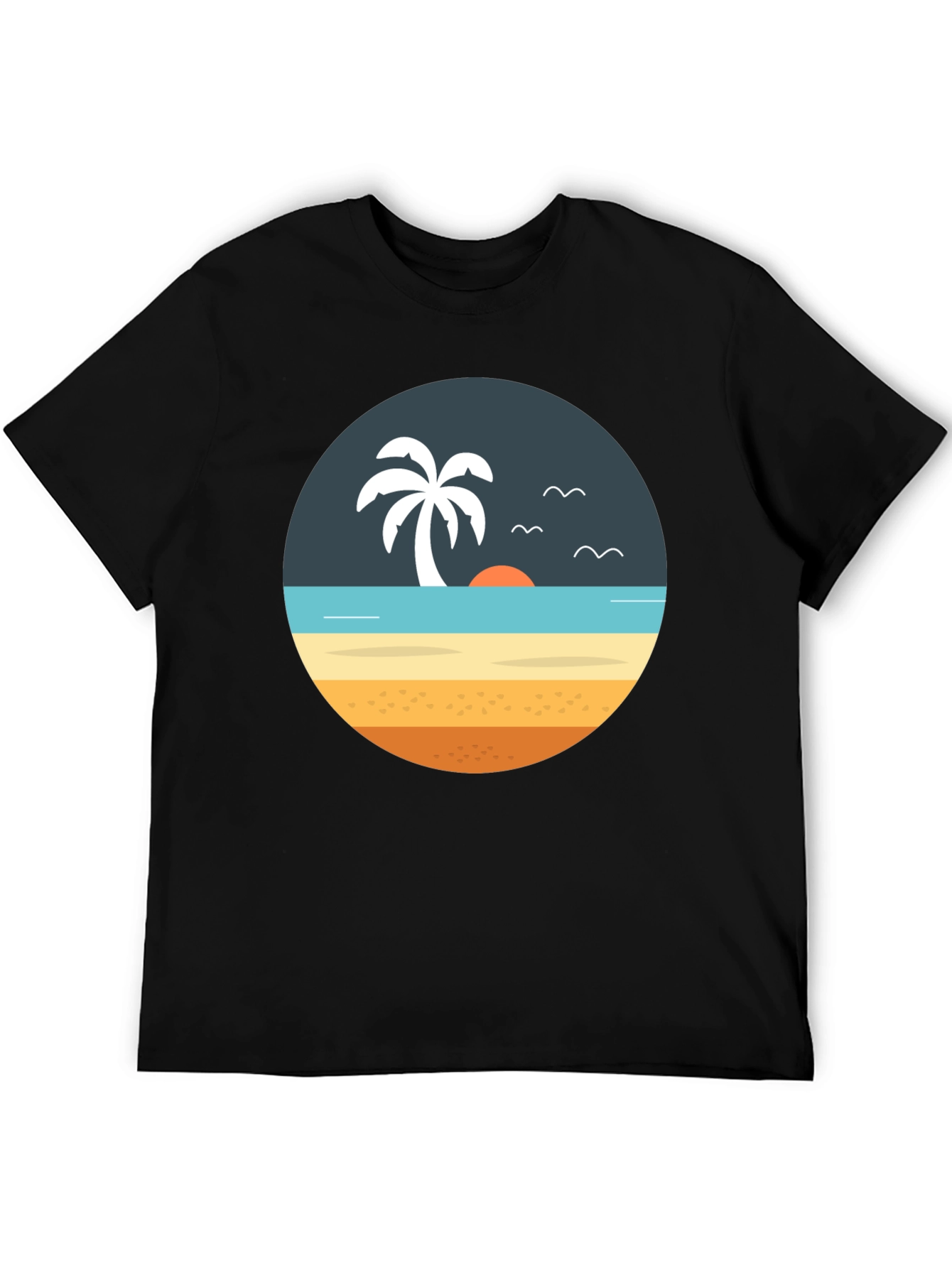 Beach Scene Graphic Tee - Tropical Island Vibe