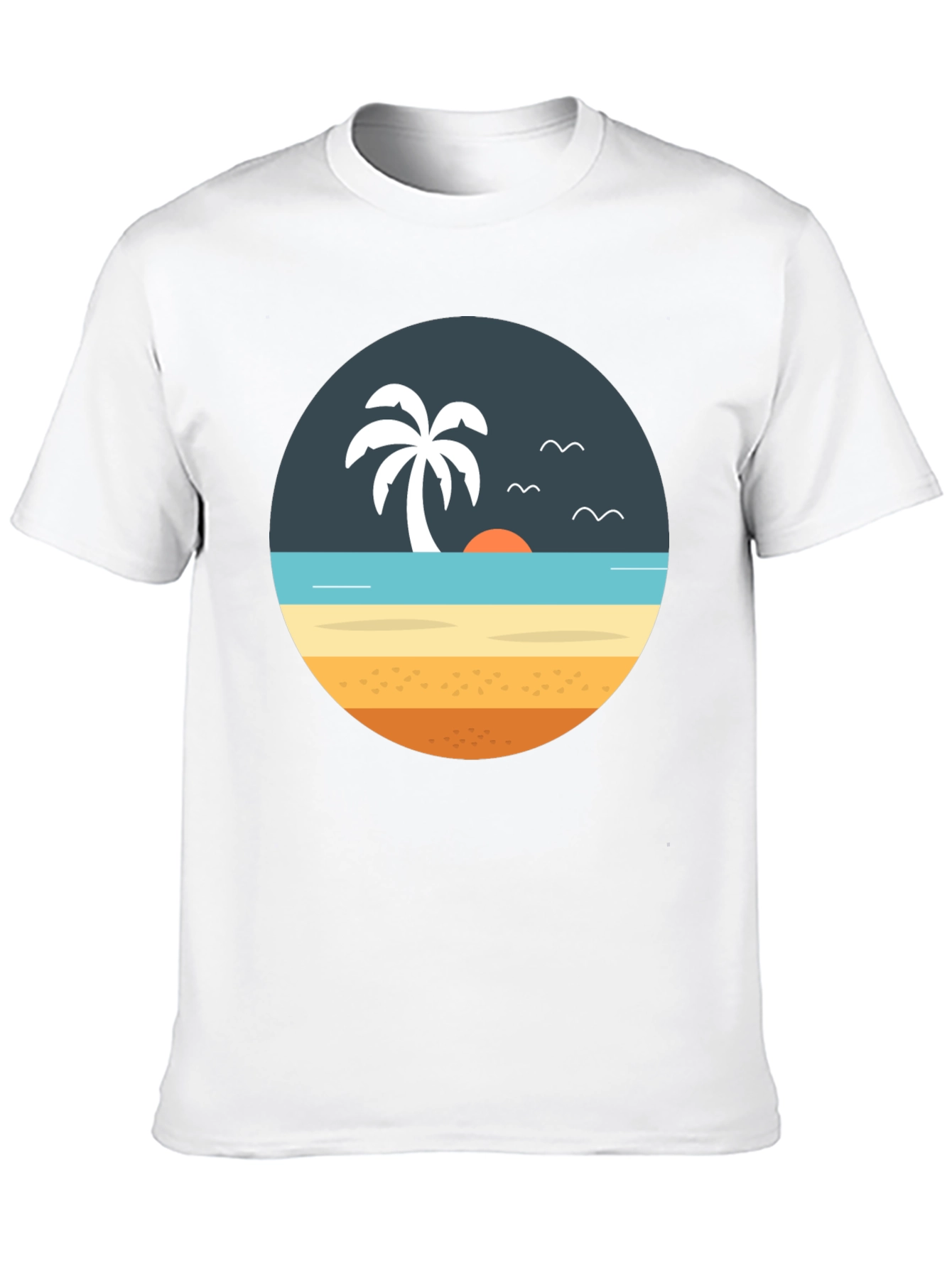 Beach Scene Graphic Tee - Tropical Island Vibe