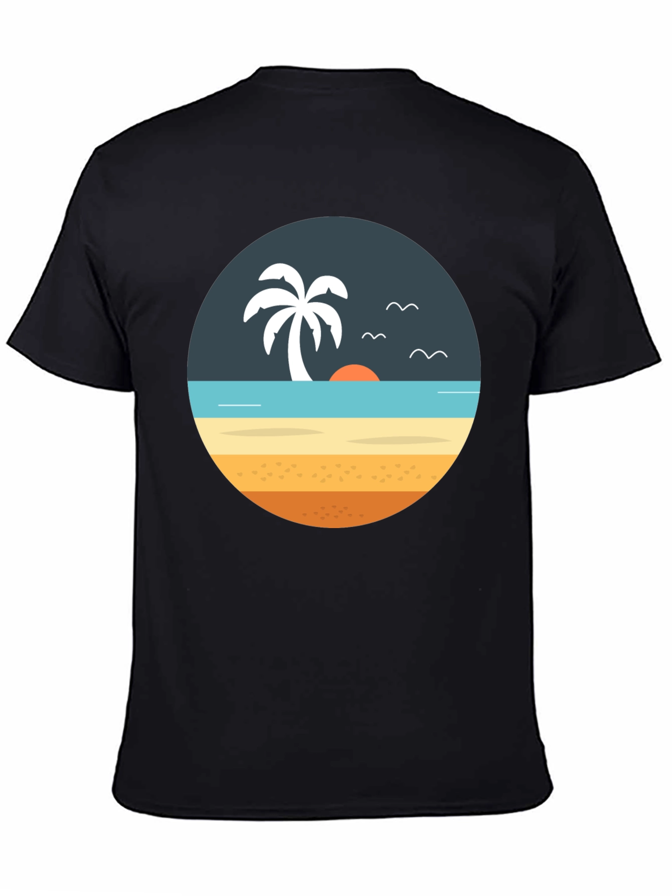 Beach Scene Graphic Tee - Tropical Island Vibe