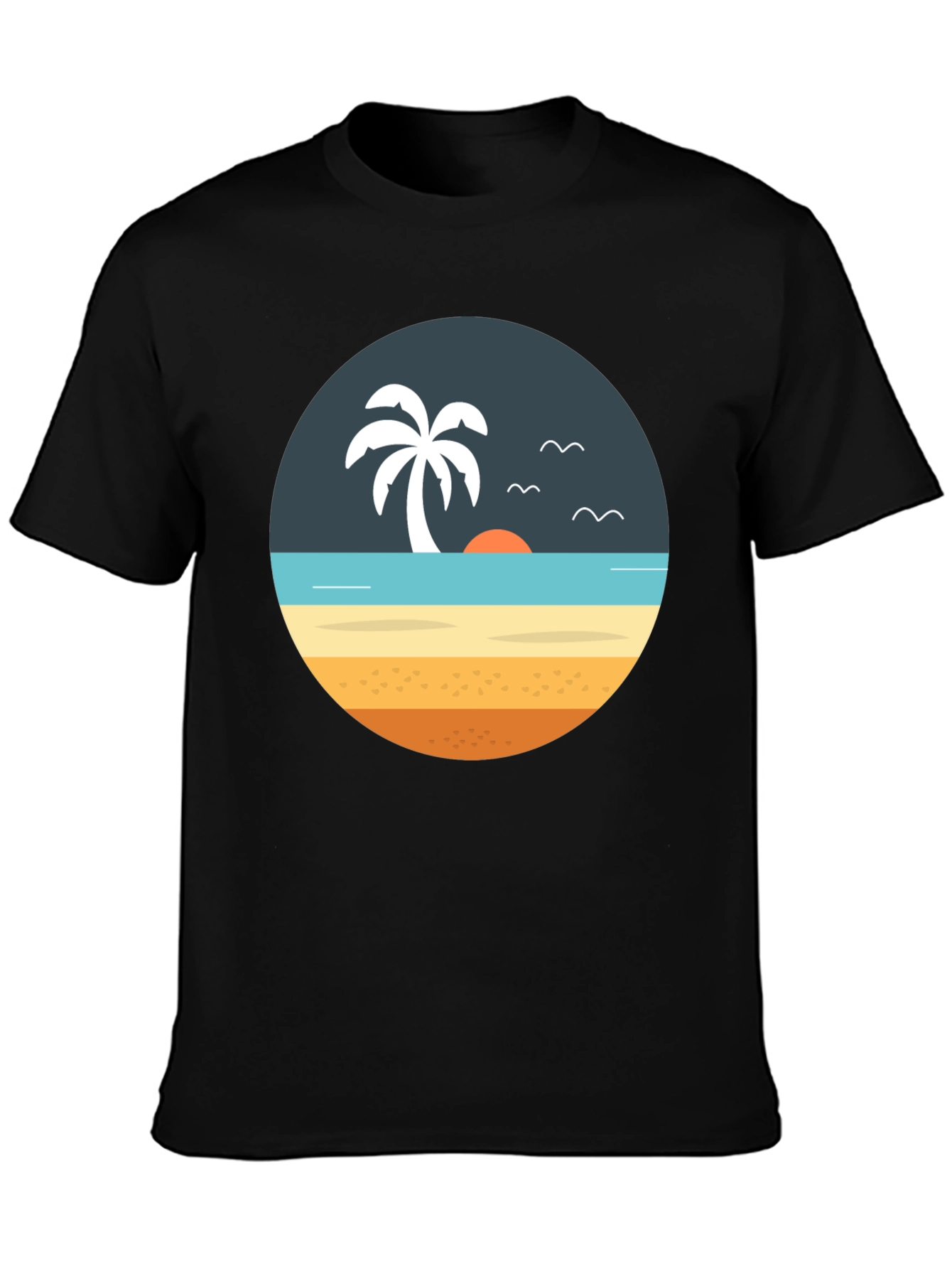 Beach Scene Graphic Tee - Tropical Island Vibe