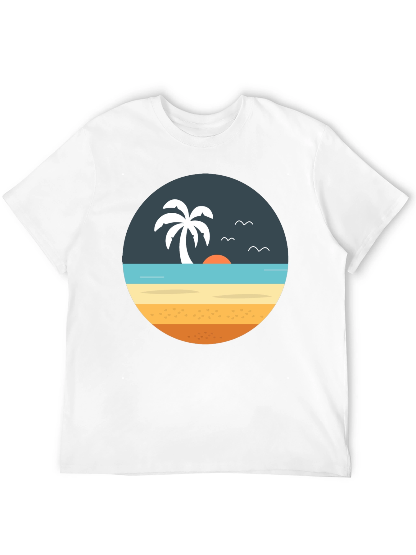 Beach Scene Graphic Tee - Tropical Island Vibe