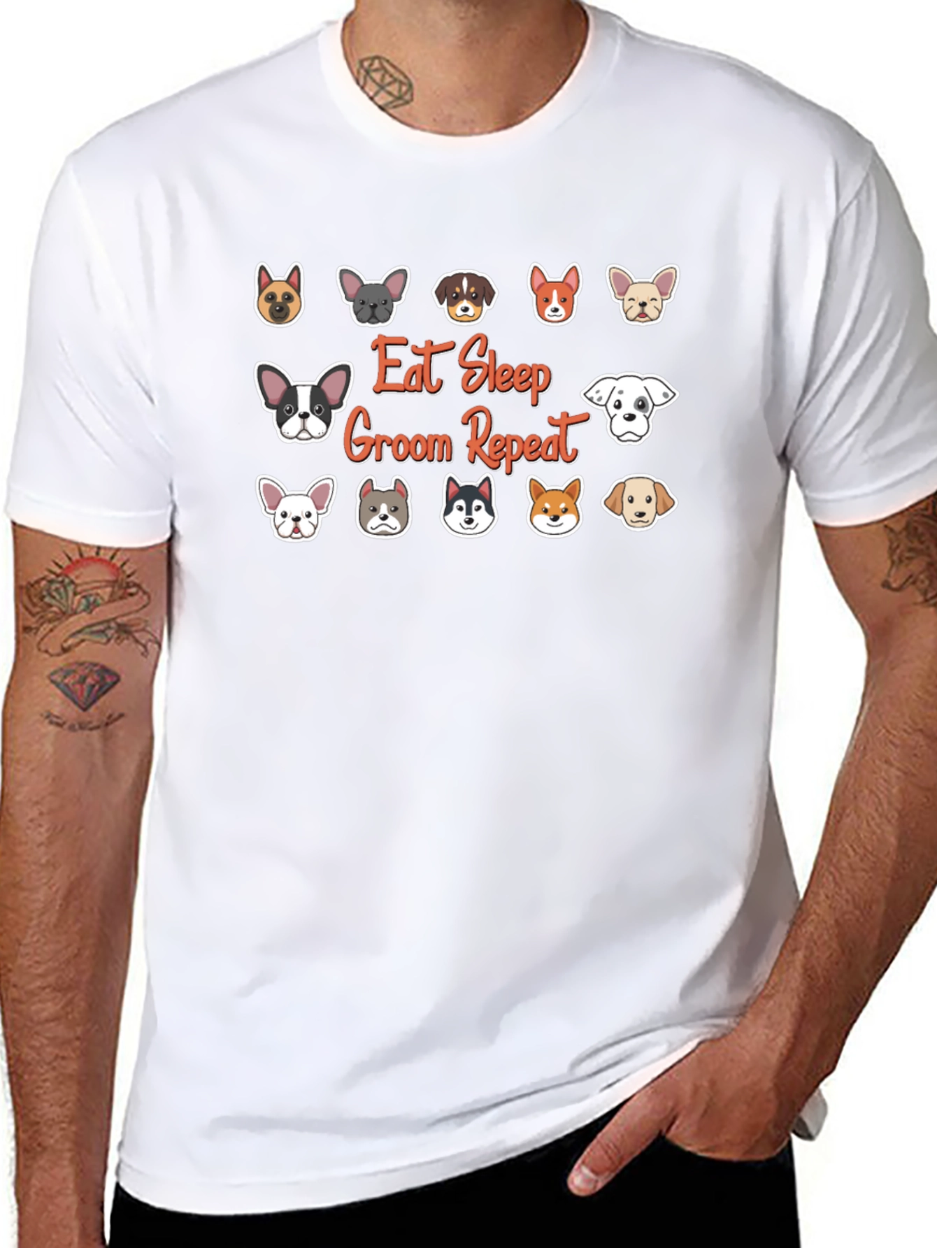 Eat Sleep Groom Repeat Dog Breed T-Shirt