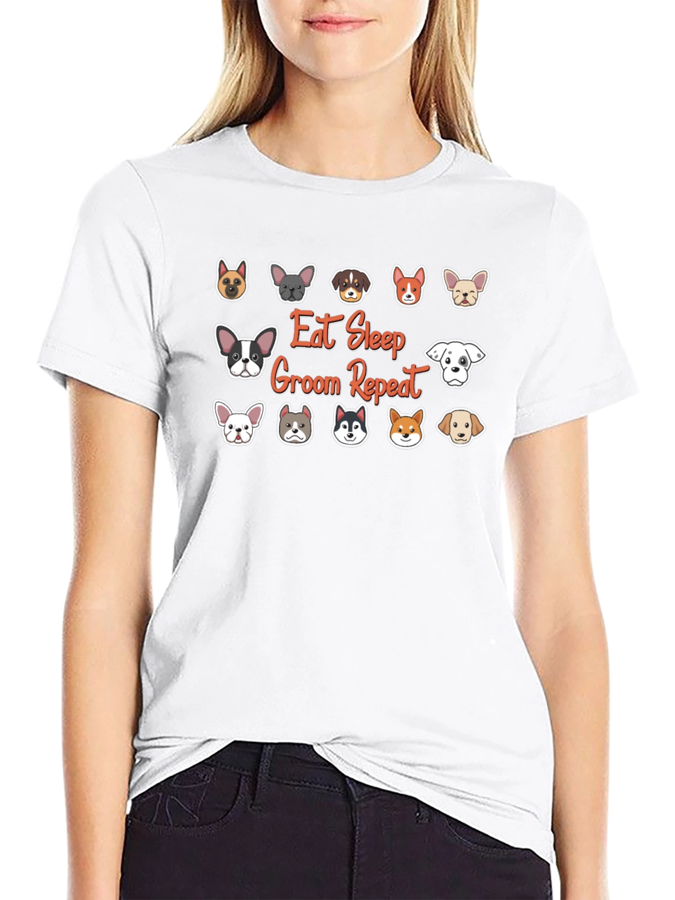 Eat Sleep Groom Repeat Dog Breed T-Shirt