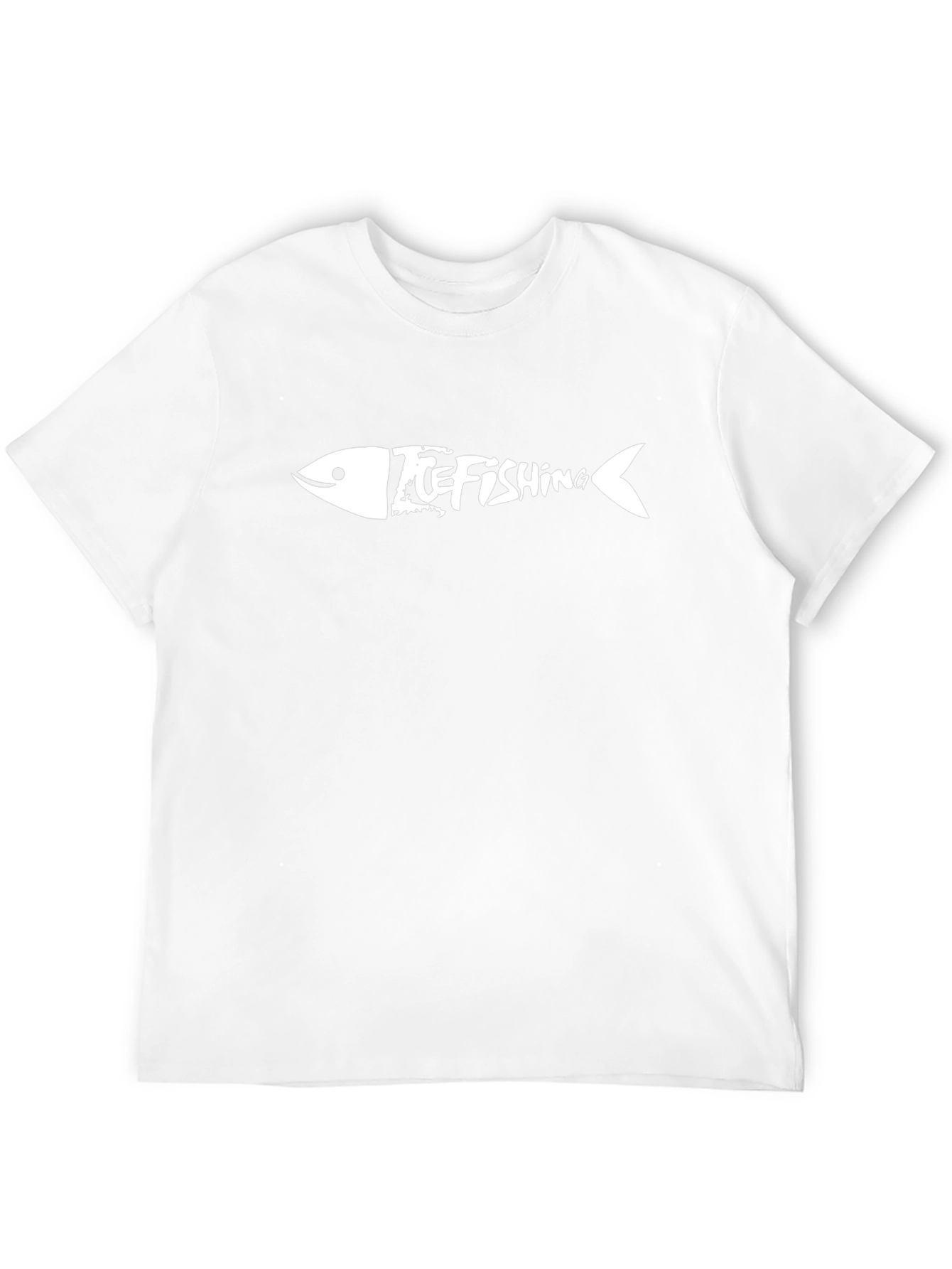 Ice Fishing Fishbone Graphic T-Shirt - Black