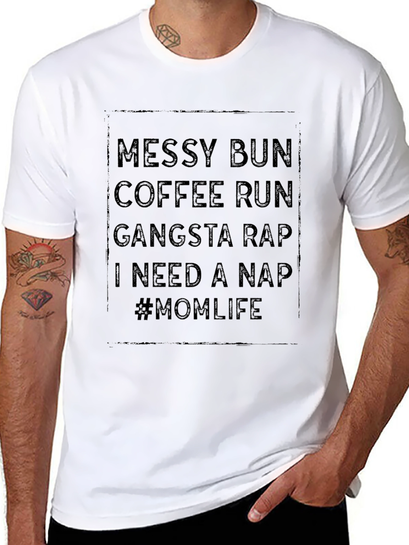Messy Bun Mom Life Graphic Tee - Black