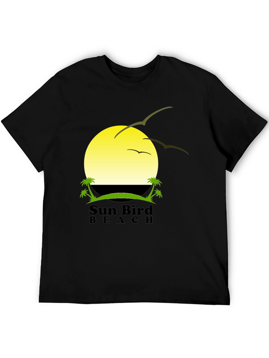Sun Bird Beach Black Graphic T-Shirt