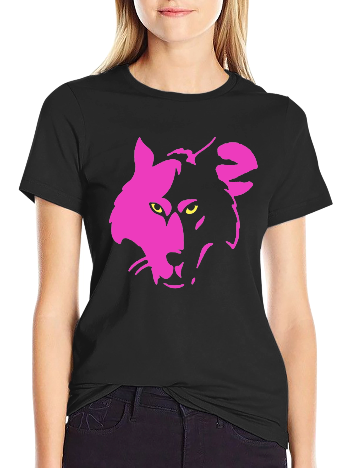 Two-Tone Wolf Graphic Tee - Stylish Casual Wear